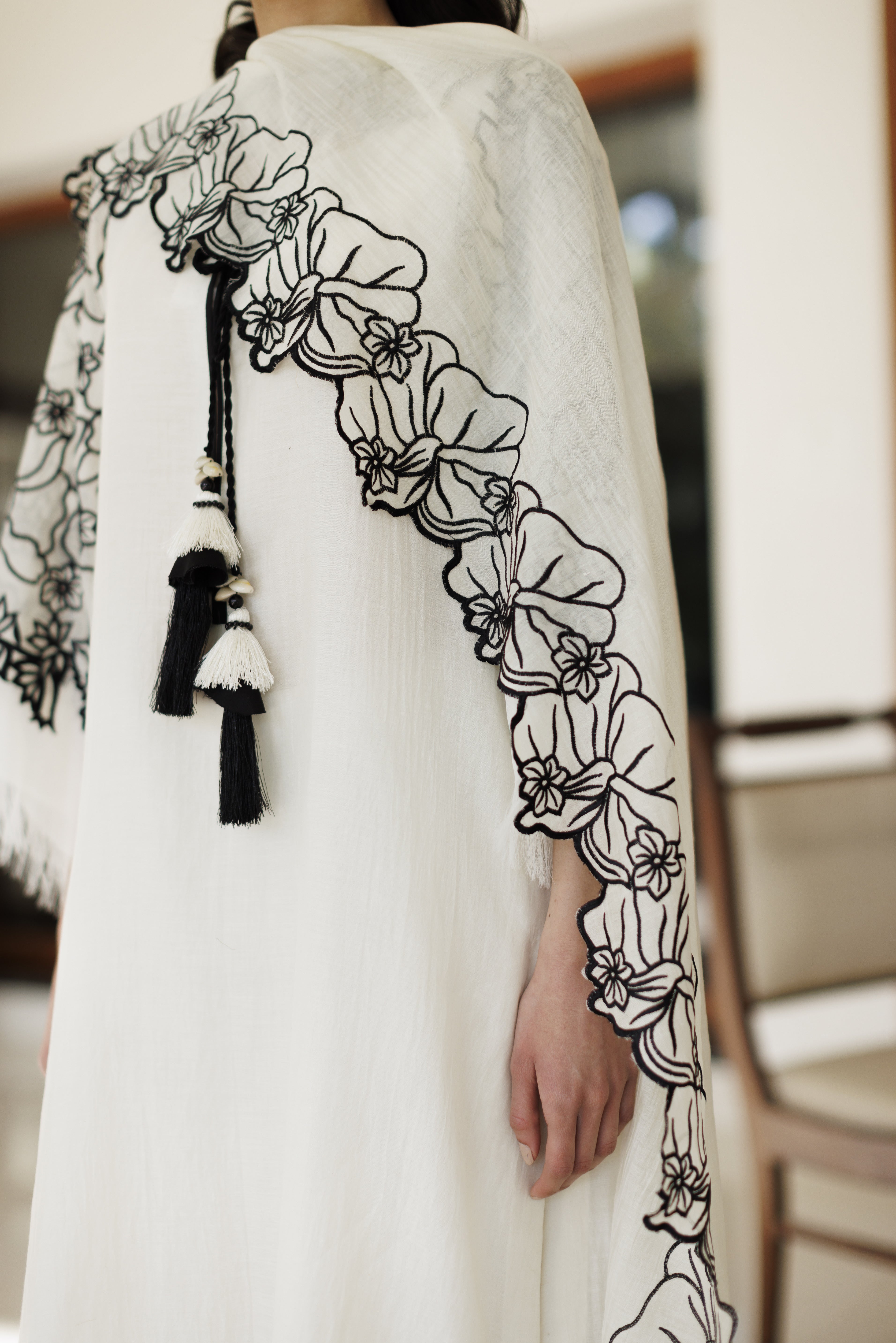 Off White Floral Cutwork Shirt with Dupatta