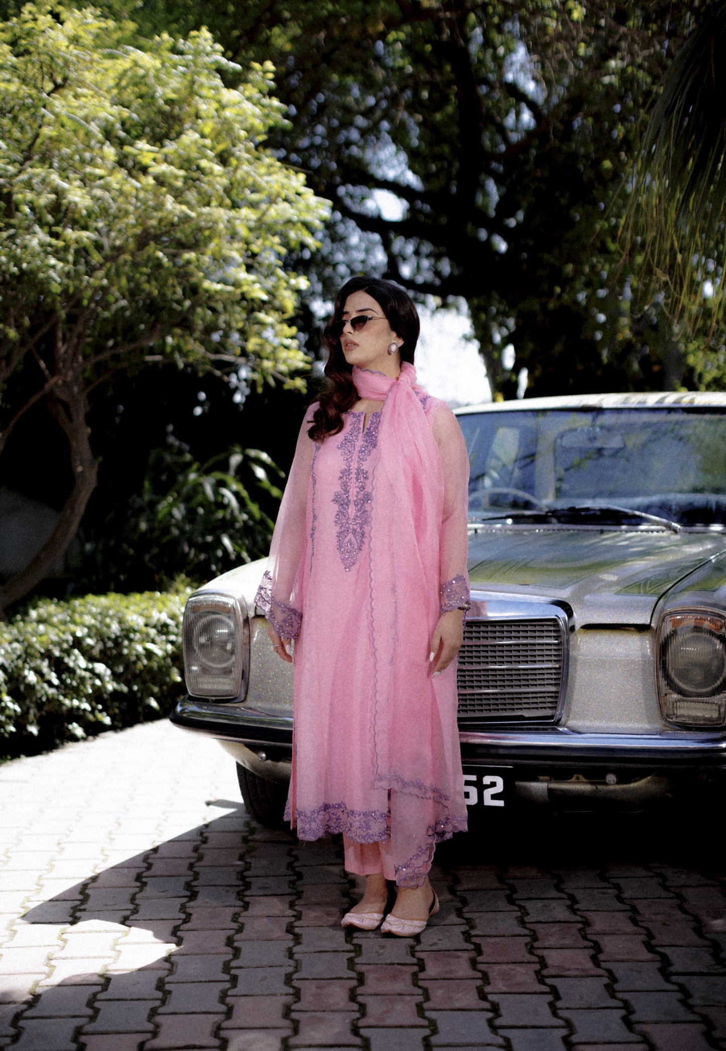 Pink Cotton Net Shirt with Dupatta