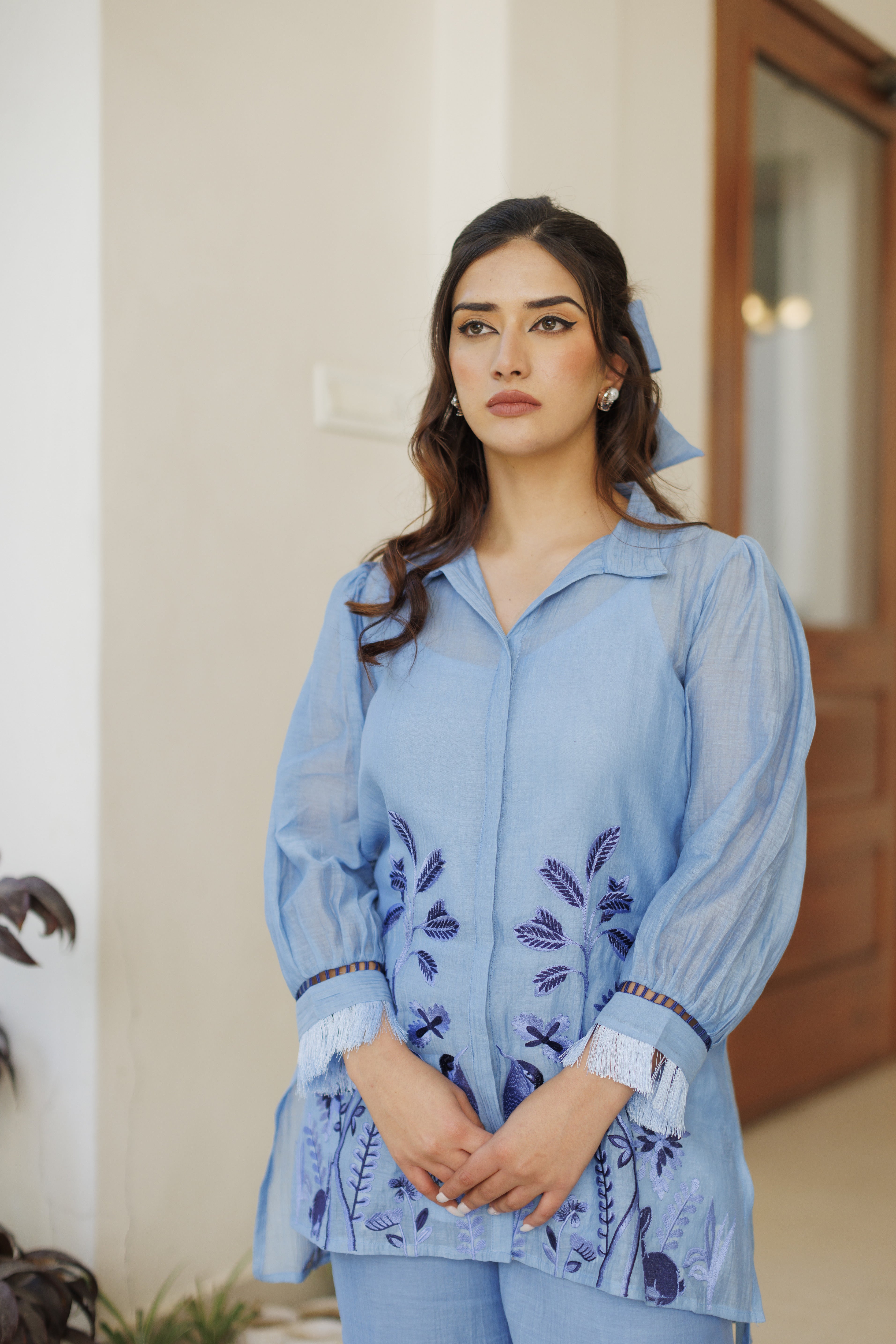 Blue Embroidered Co-ord Set