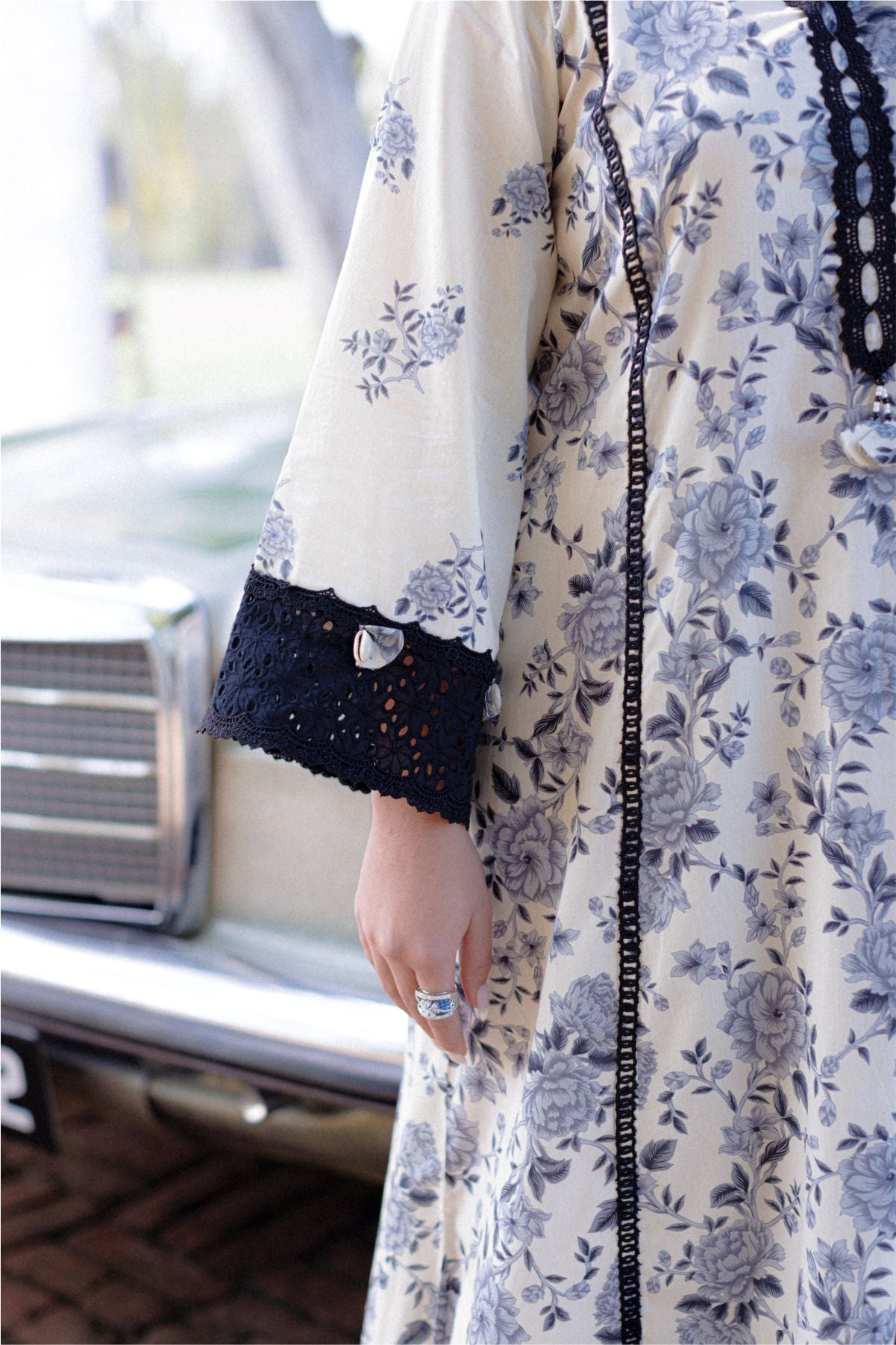 Off White Floral Shirt with Dupatta