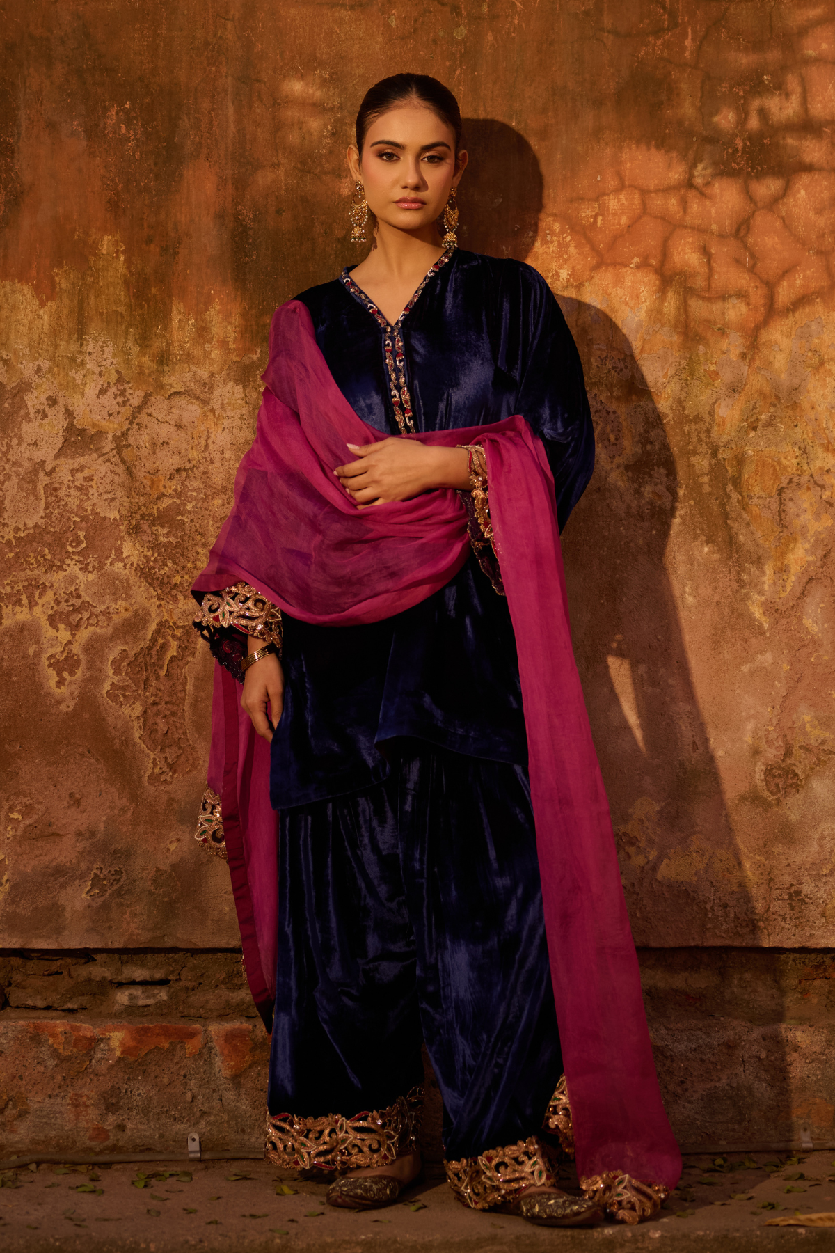 ROYAL BLUE CHOGA WITH FARSHI SHALWAR