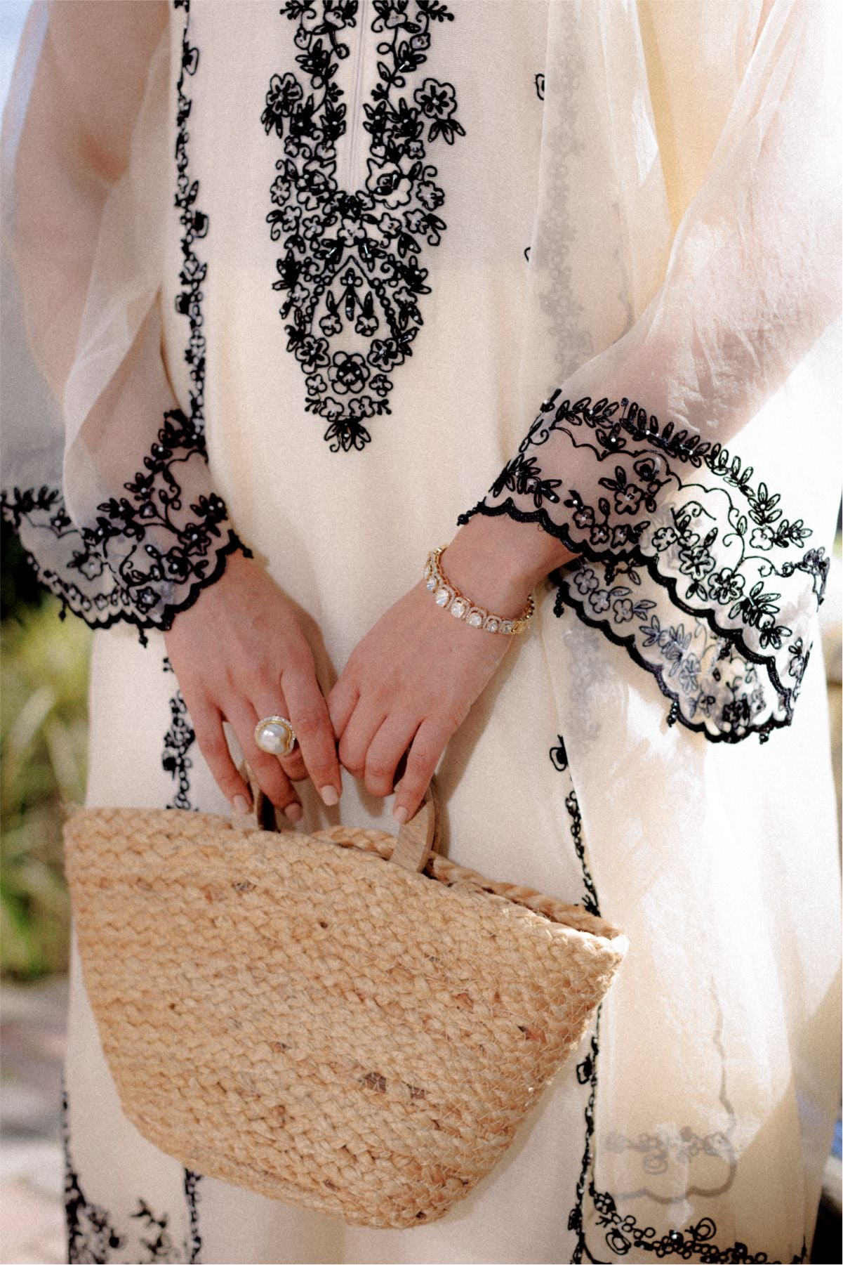 Off White Cotton Net Shirt with Dupatta