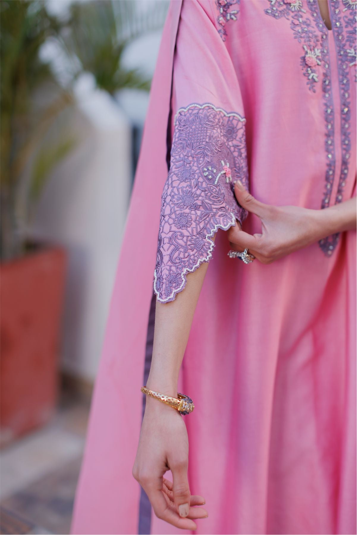 Pink Embroidered Shirt with Dupatta
