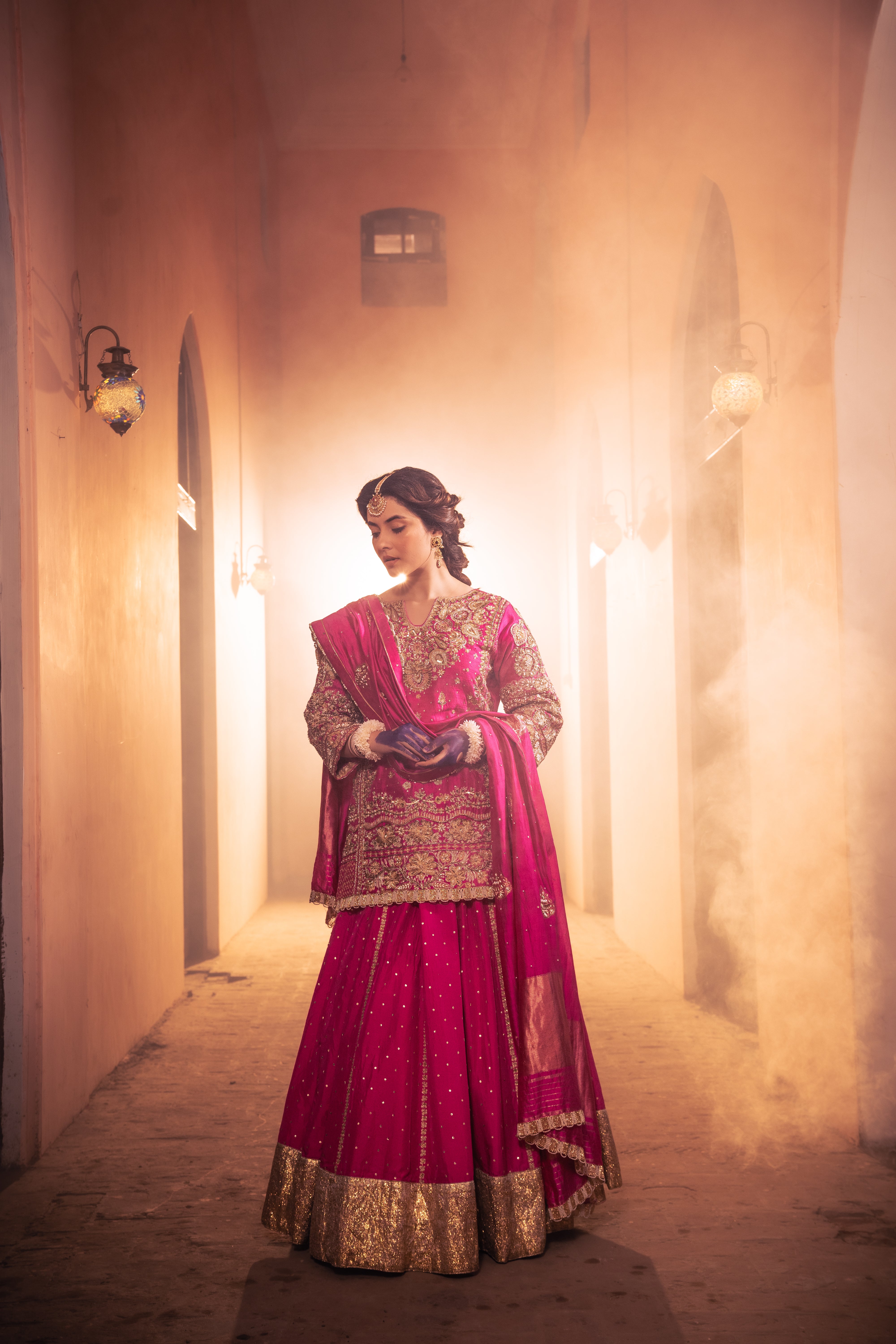 Heer - Rani Pink kurti Lehenga