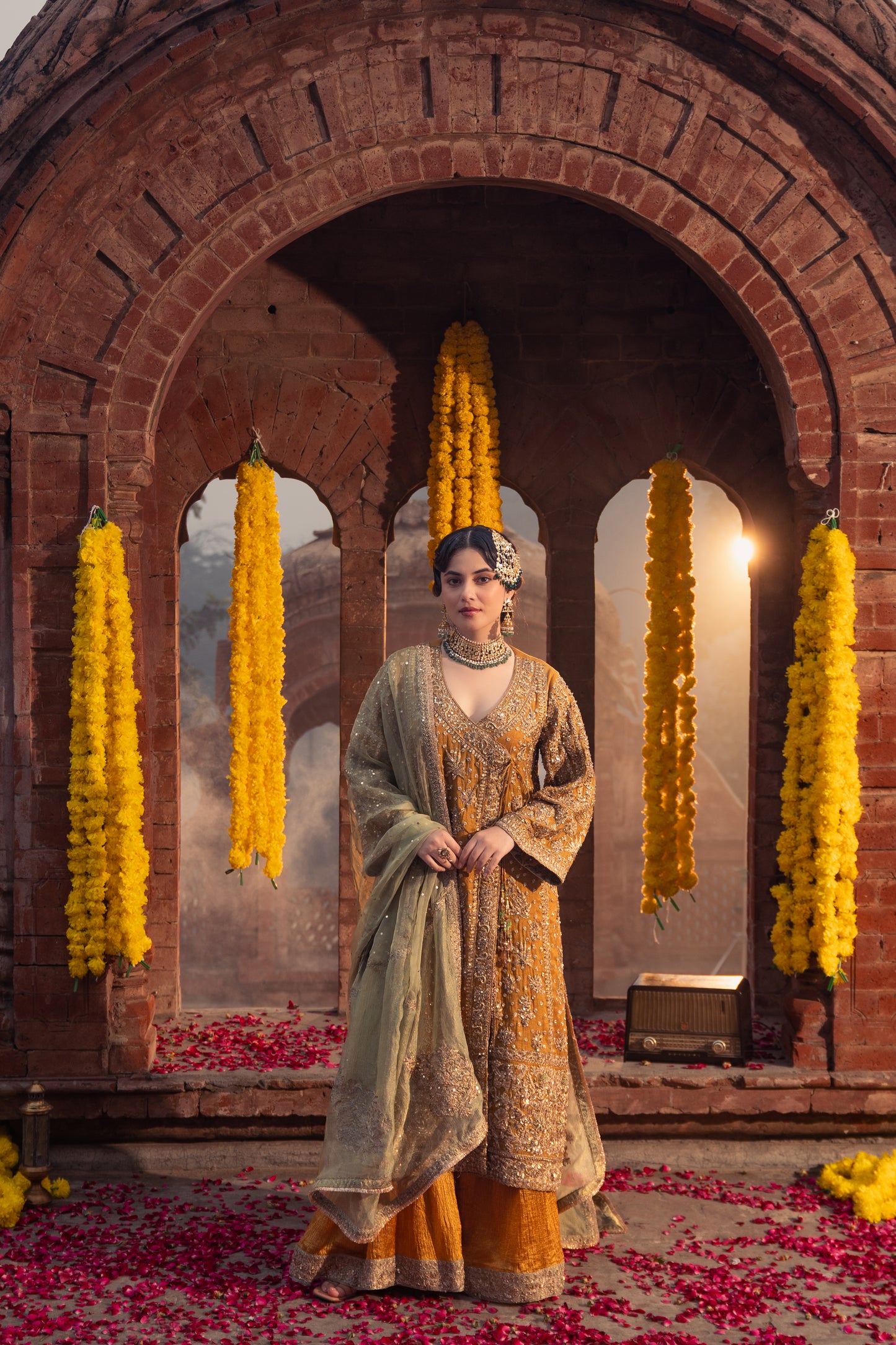 Heer - Golden Angrakha Sharara