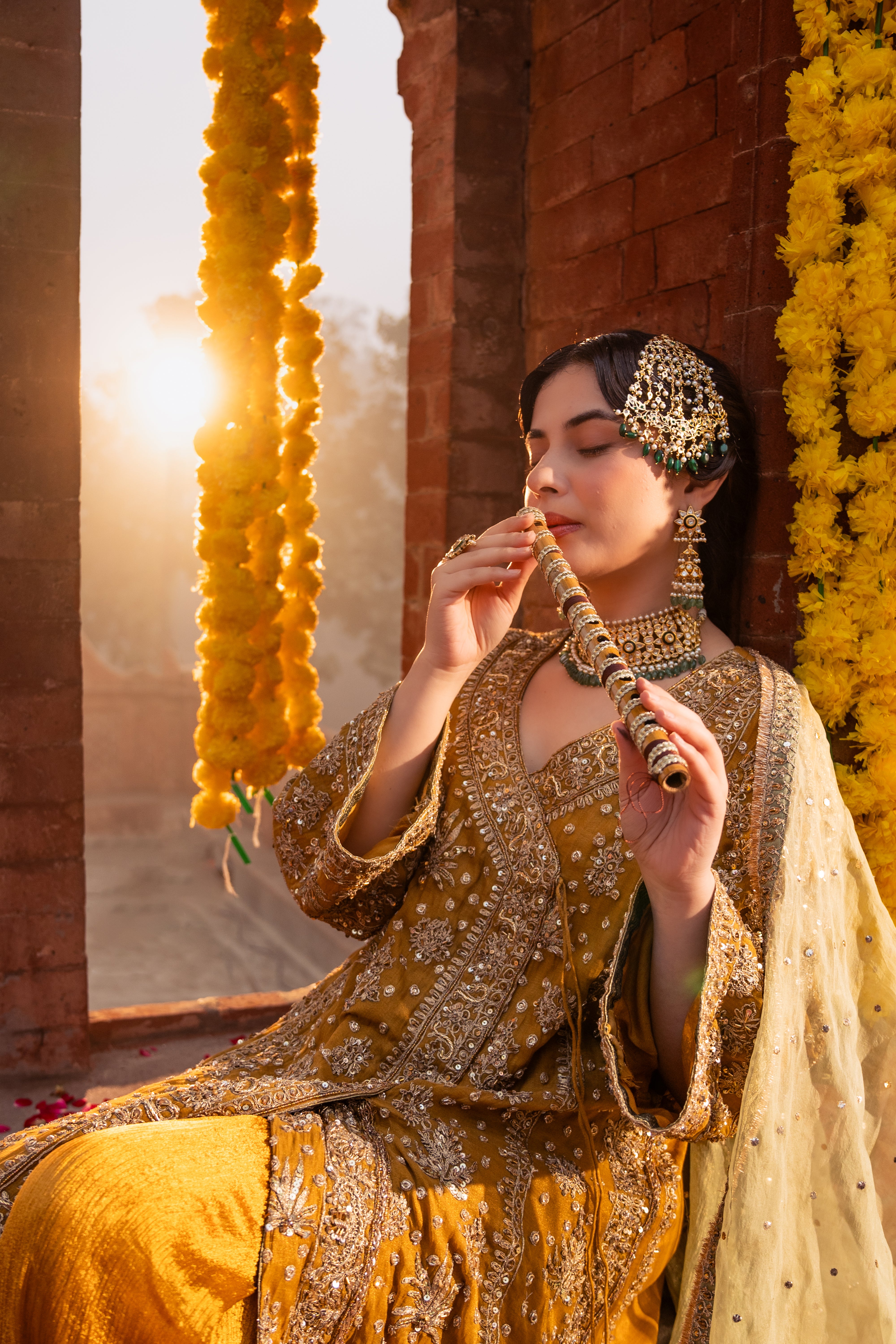 Heer - Golden Angrakha Sharara