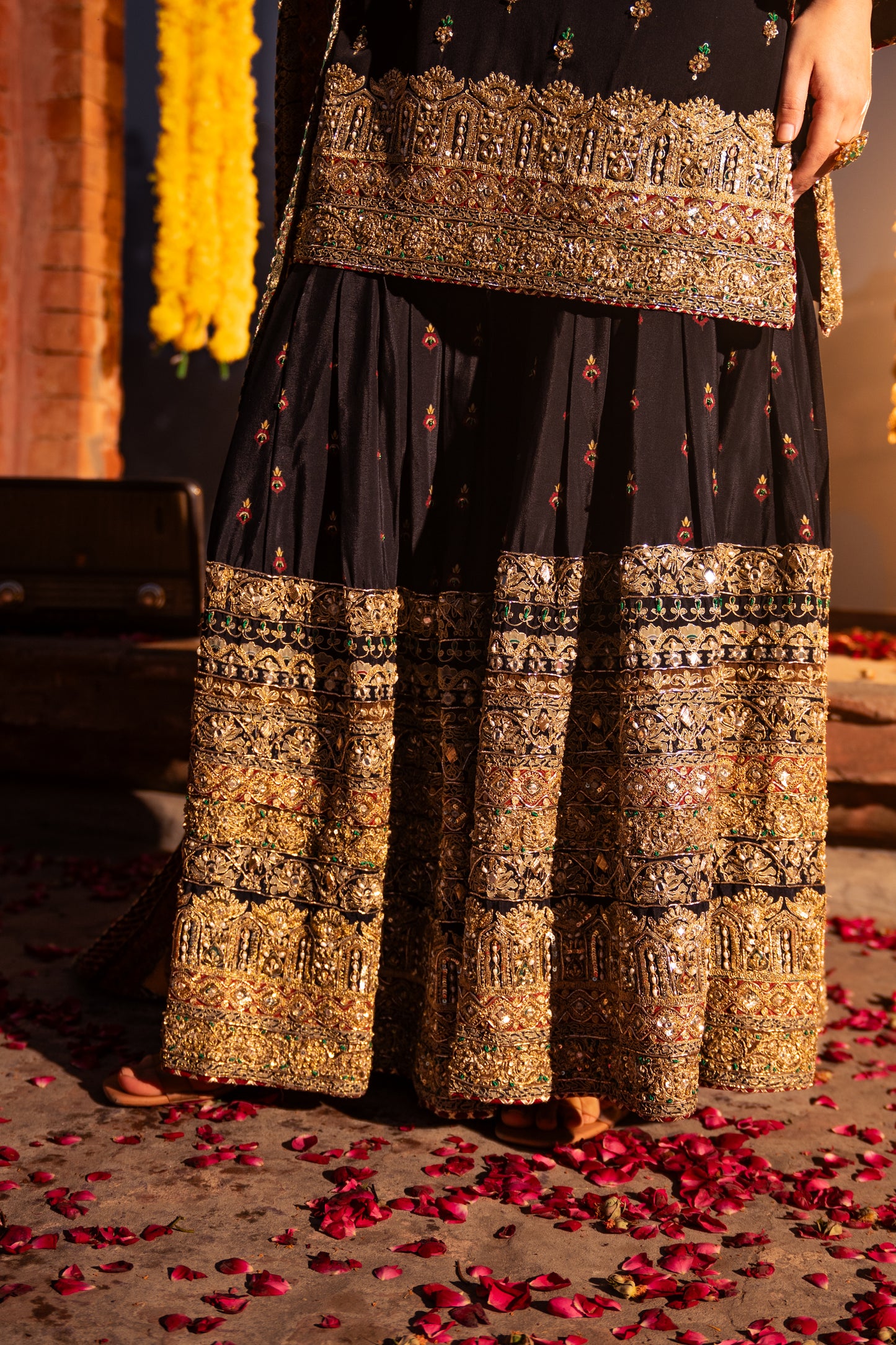 Heer - Black Printed Kurti Gharara Set