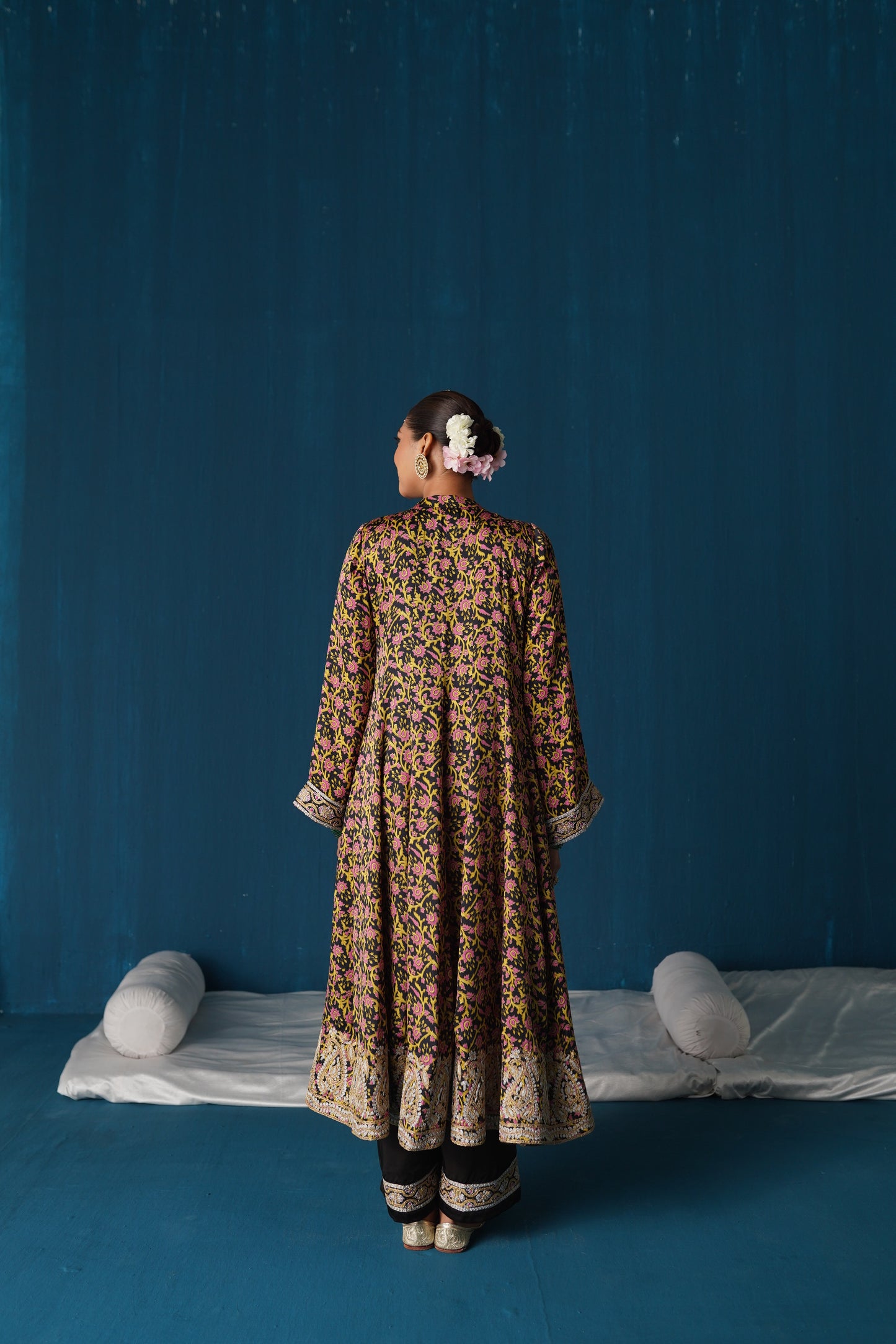 Naaz- Printed Anarkali with Dupatta - Black