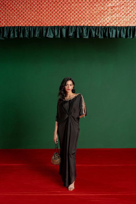 Black Hand Embroidered Kaftan