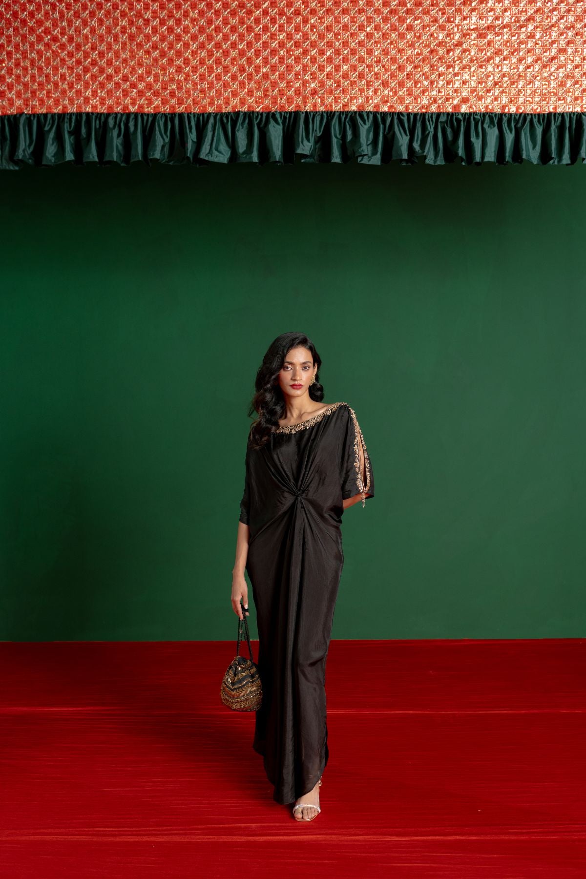 Black Hand Embroidered Kaftan