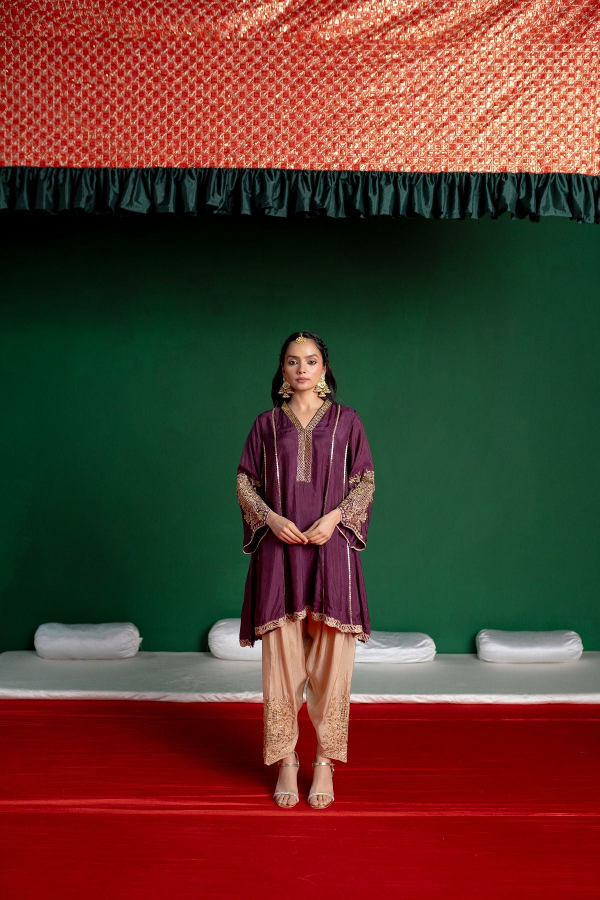 Plum Kali Kurta Set