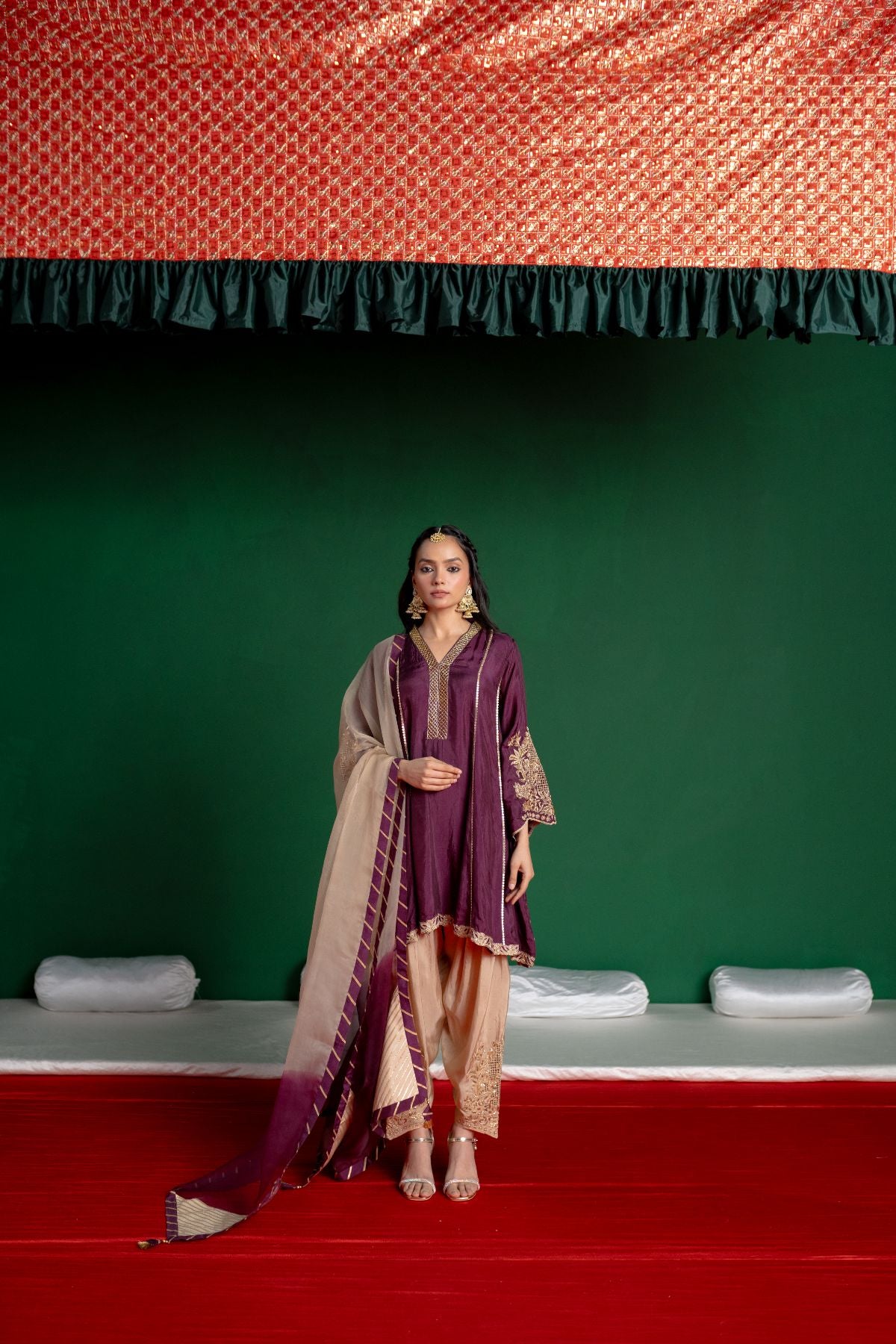 Plum Kali Kurta Set
