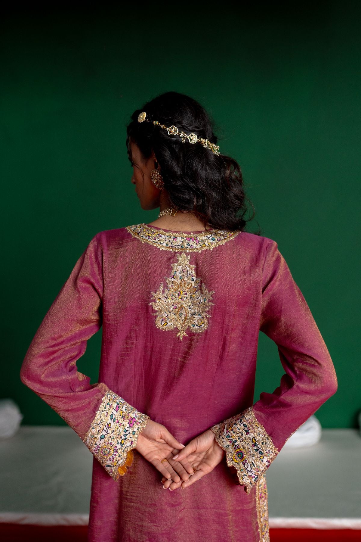 Wine Angrakha Sharara Set