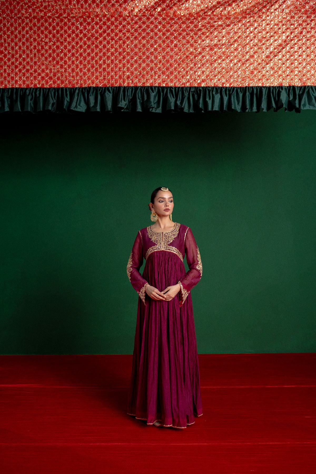 Wine Kalidar Anarkali Set