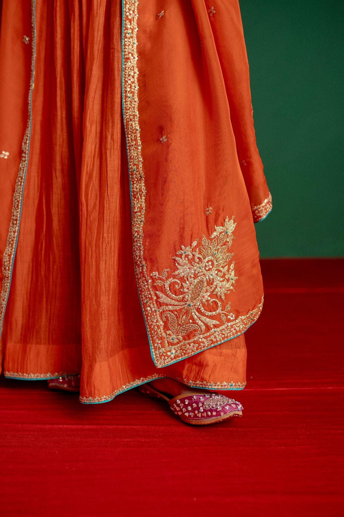 Orange Kalidar Anarkali Set