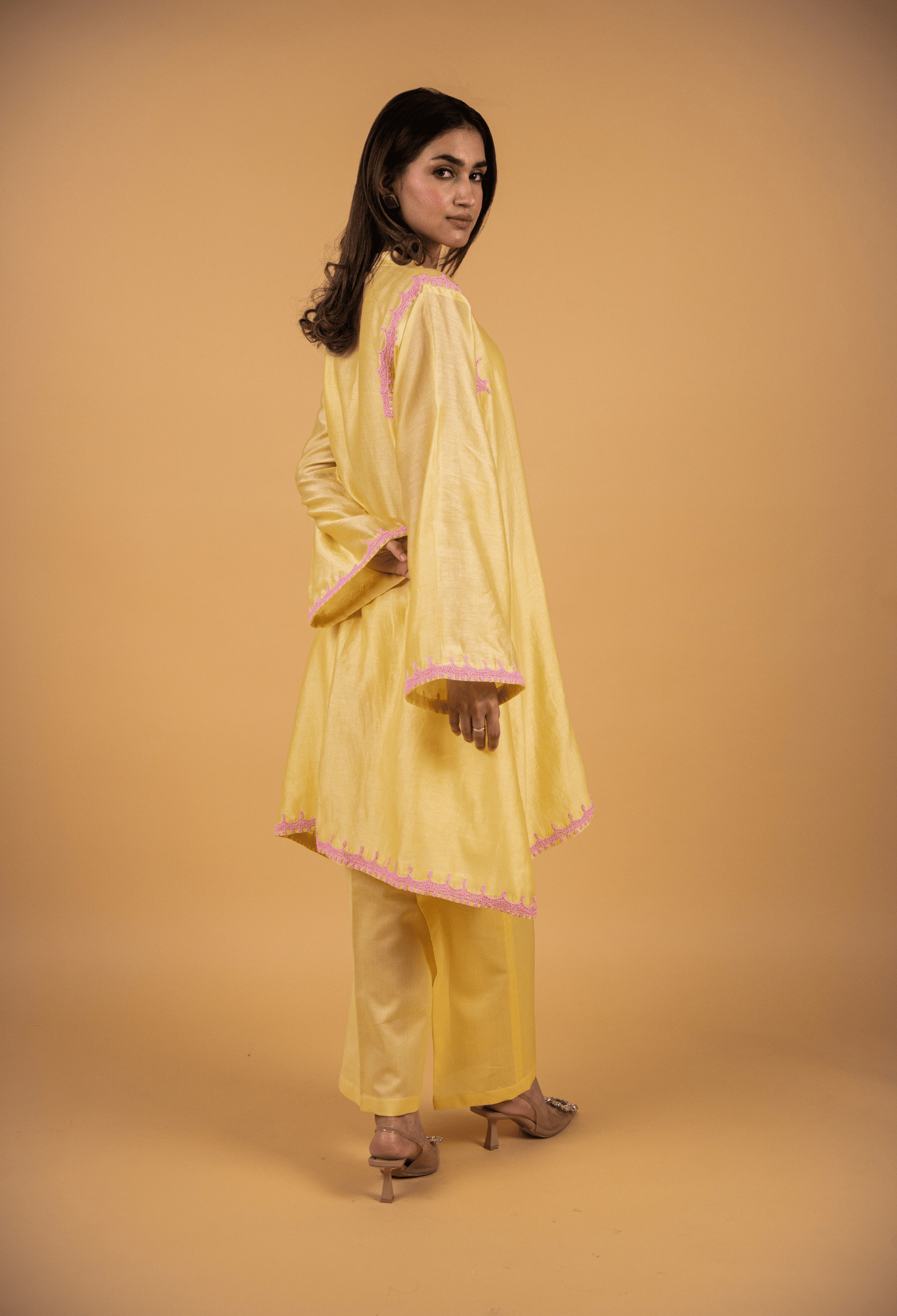 Cage Chanderi Co-ord Set - Yellow