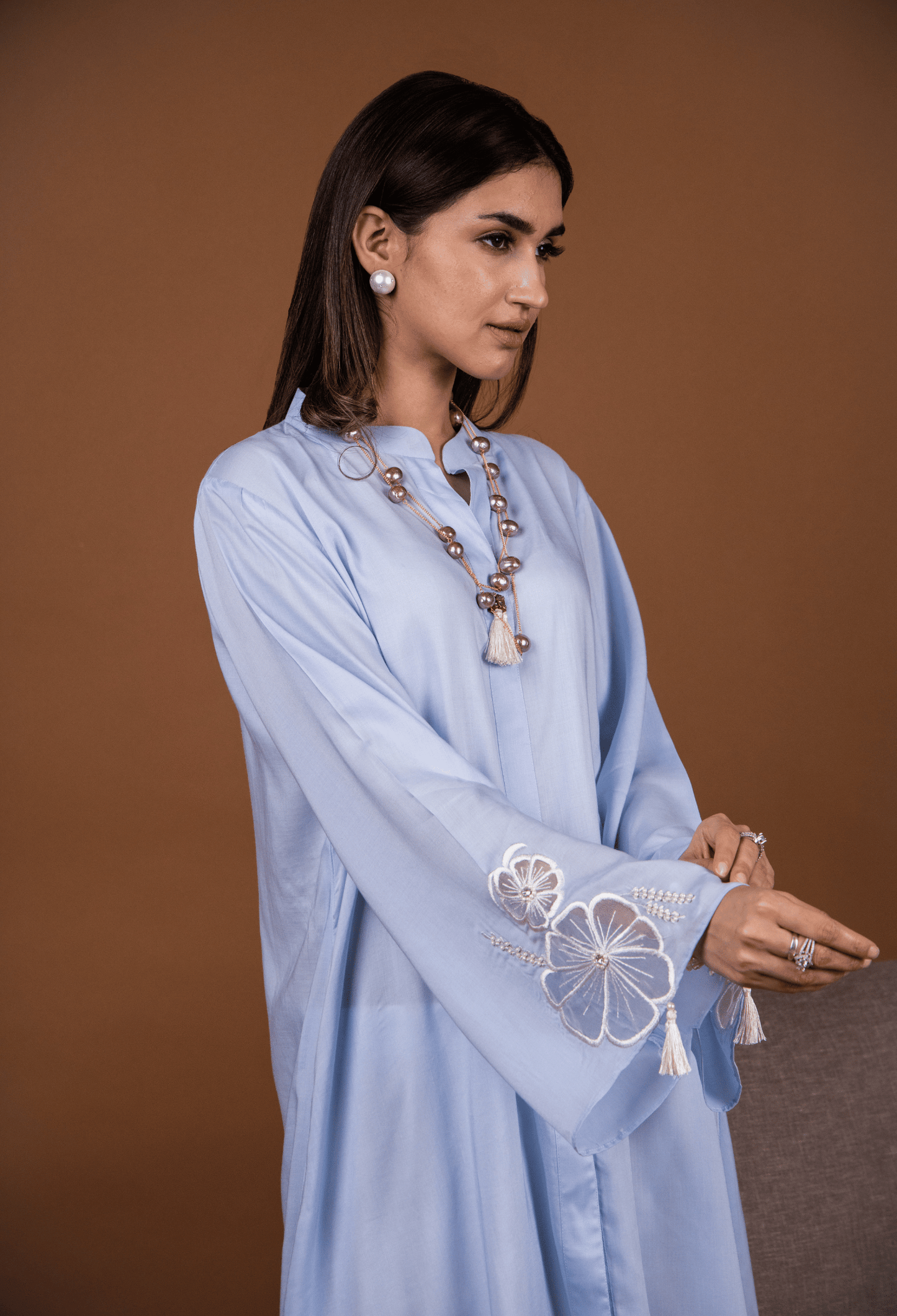 Floral Lawn Co-ord Set - Powder Blue
