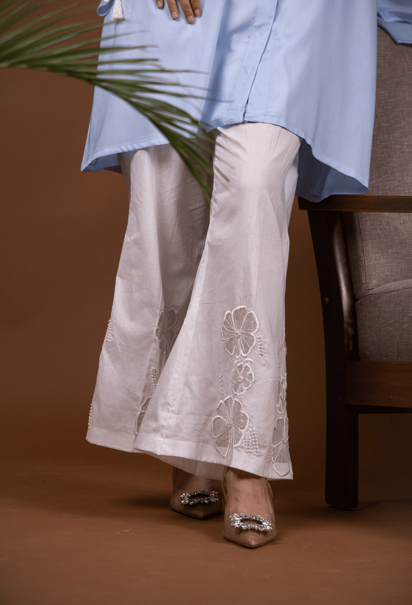 Floral Lawn Co-ord Set - Powder Blue
