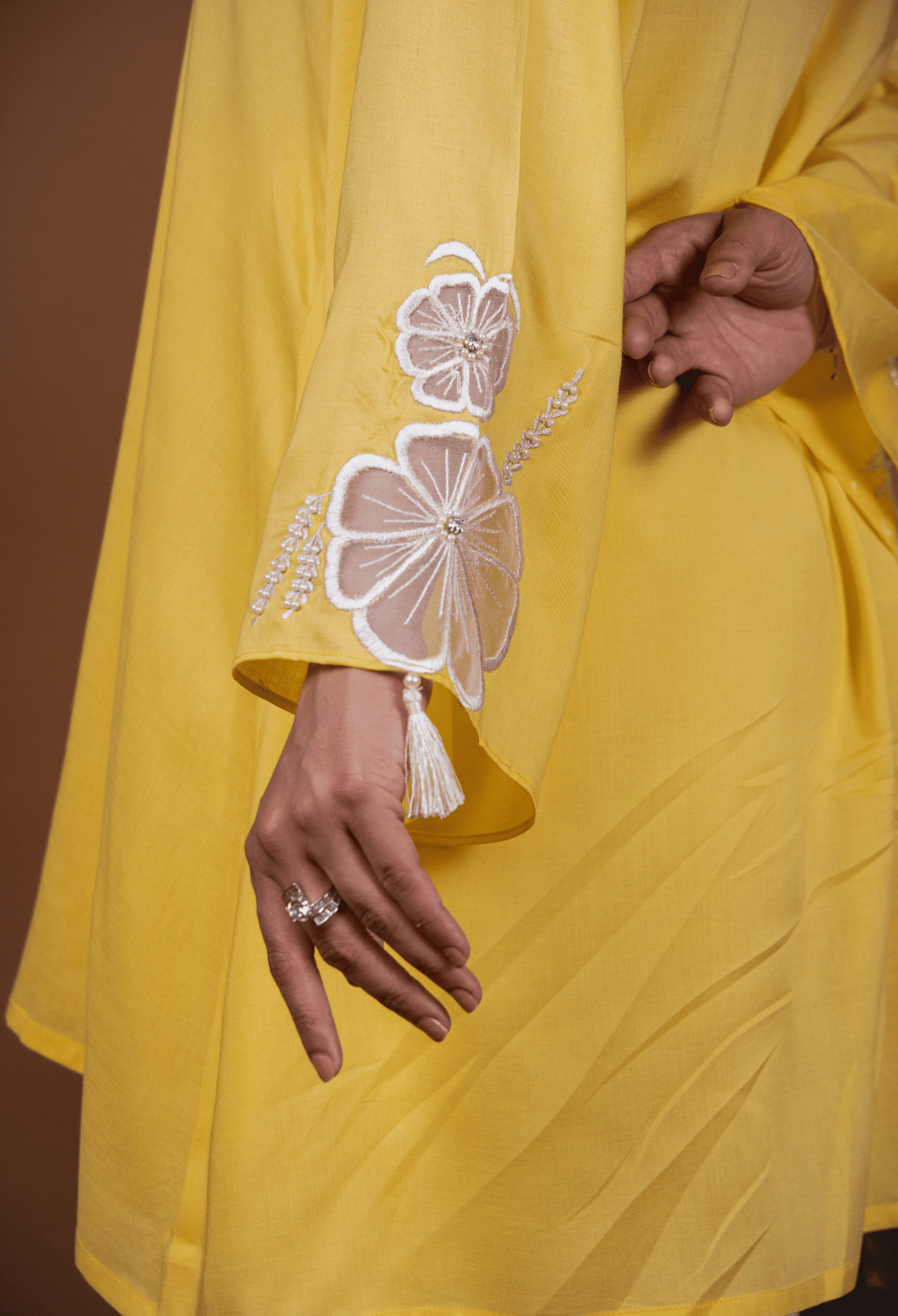 Floral Satin Touch Co-ord Set - Yellow