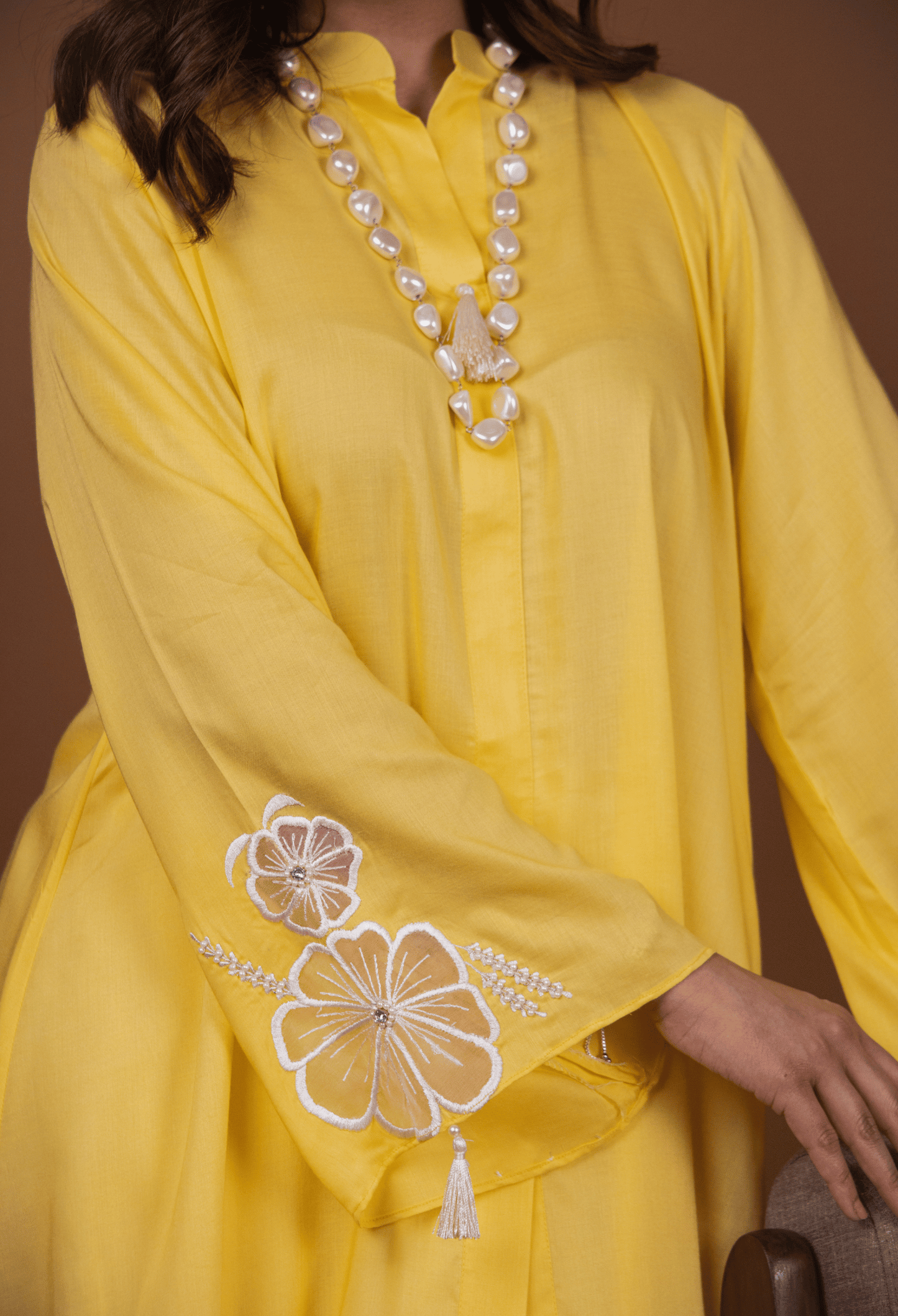 Floral Satin Touch Co-ord Set - Yellow