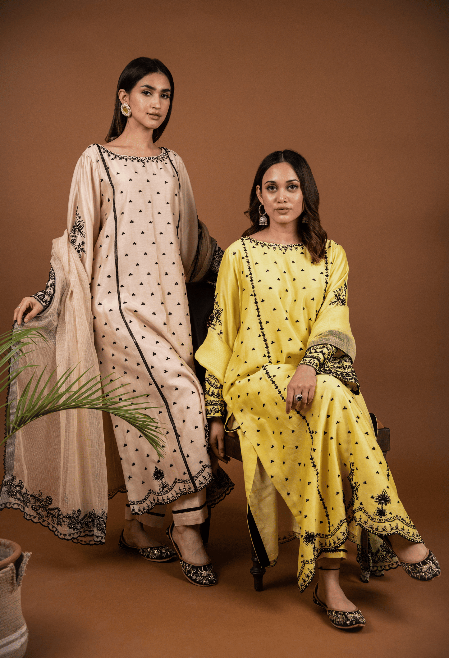 Dori Embroidered Chanderi Suit - Beige