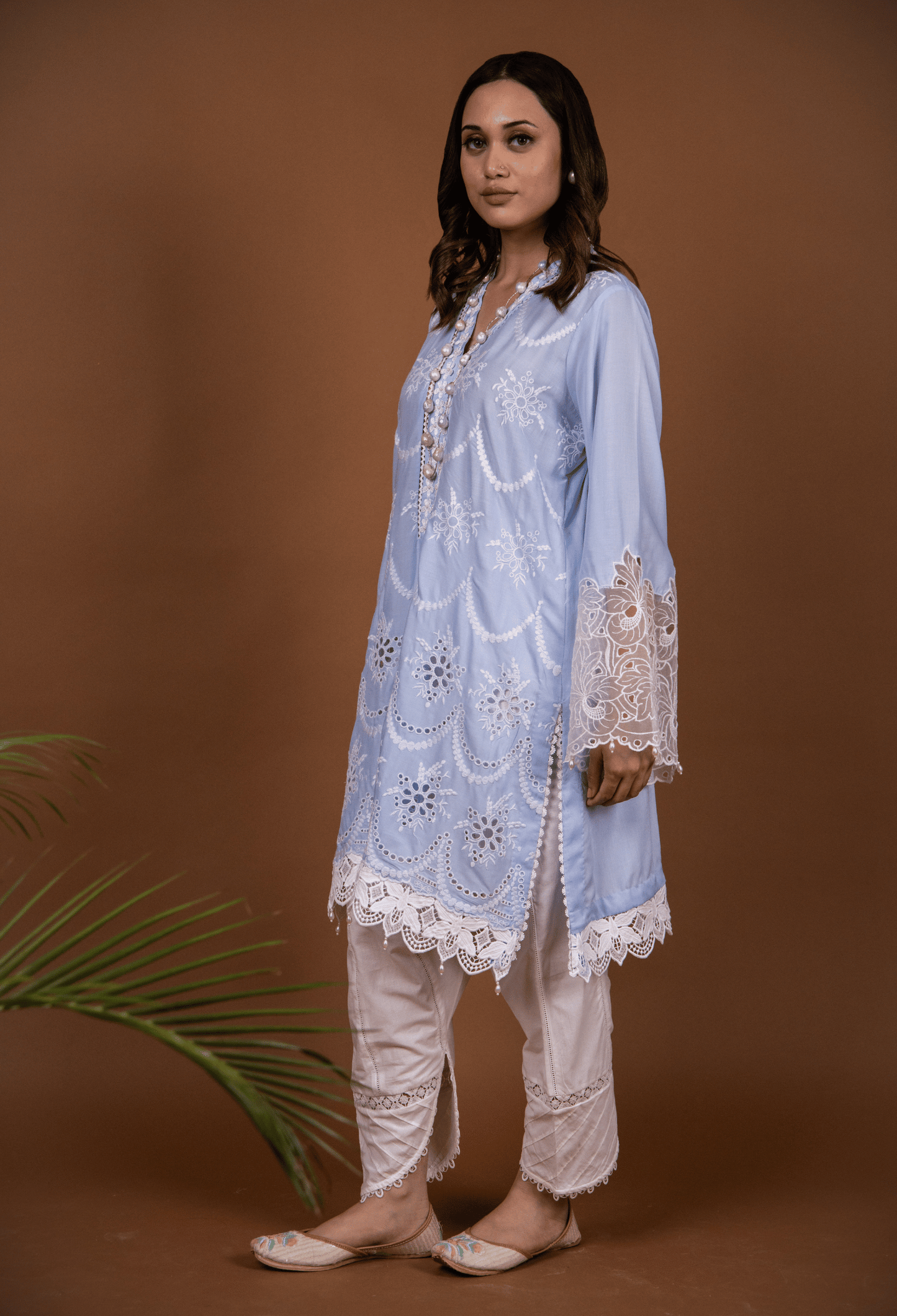 Chikankari Lawn Kurta Set - Powder Blue