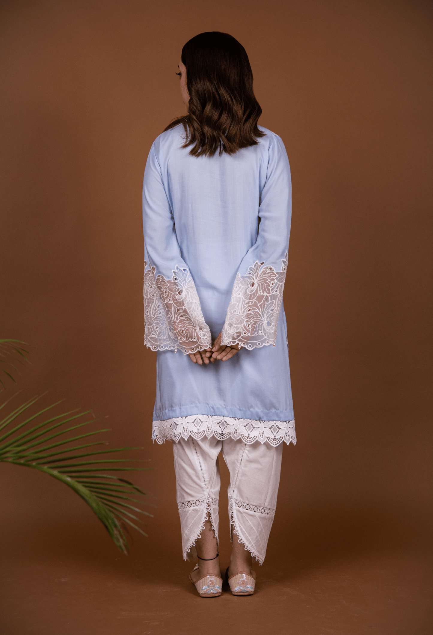 Chikankari Lawn Kurta Set - Powder Blue