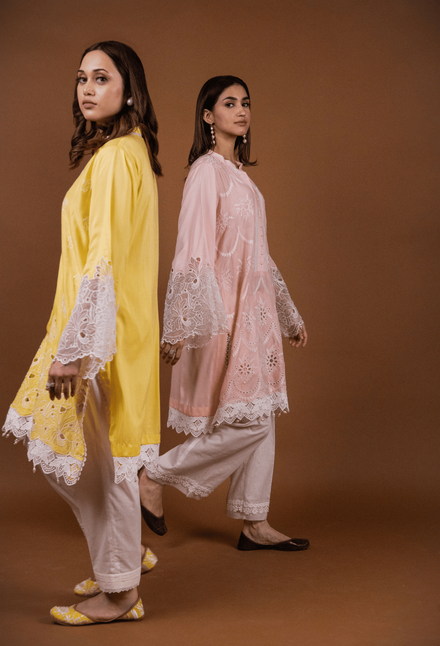 Chikankari Lawn Kurta Set - Yellow