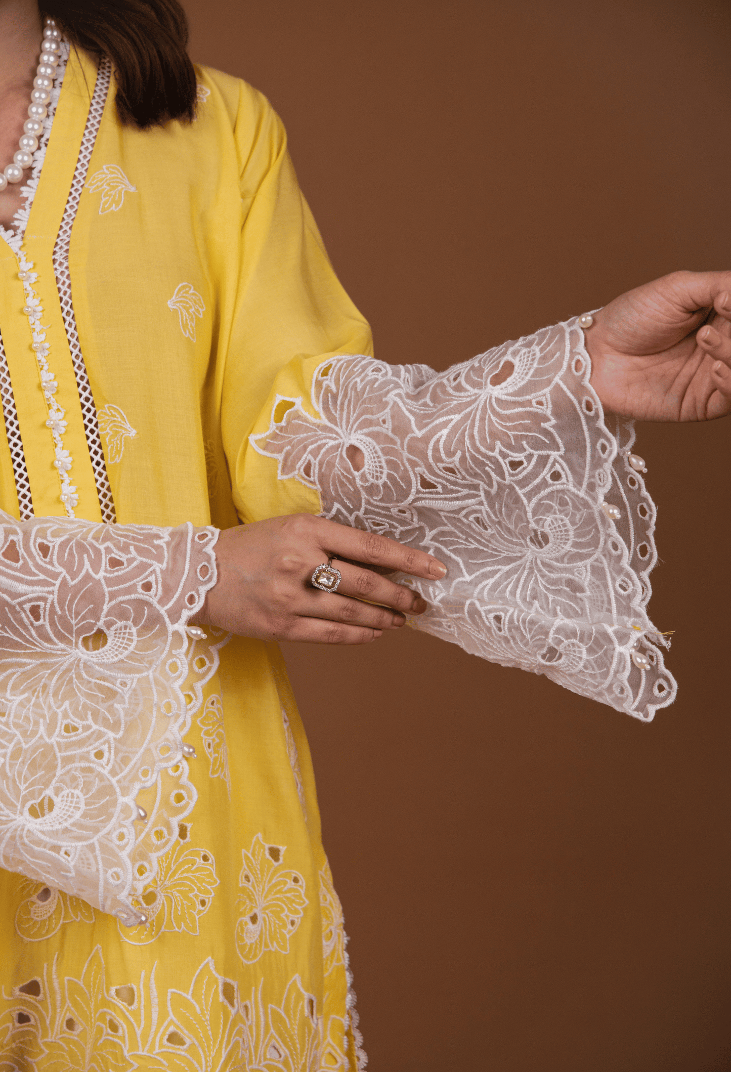 Chikankari Lawn Kurta Set - Yellow