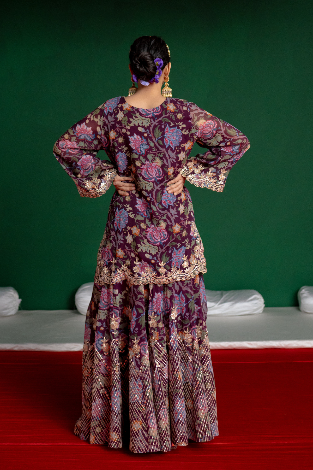 Plum Printed Sharara Set