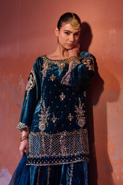 TEAL BLUE SHARARA SET