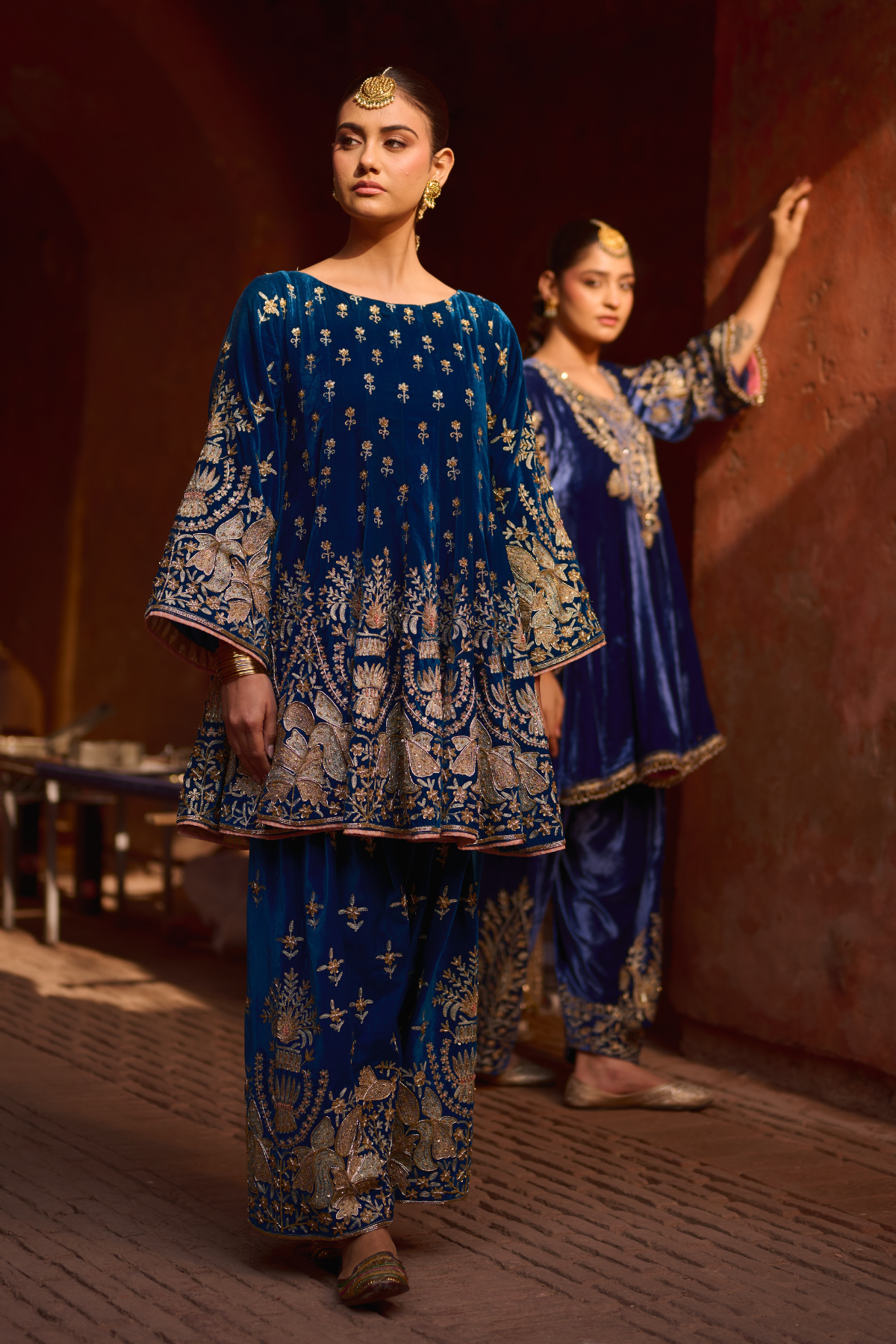 PEACOCK BLUE SHORT ANARKALI