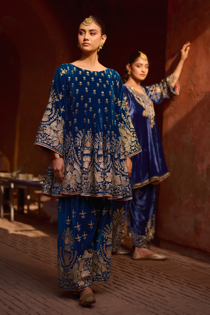 PEACOCK BLUE SHORT ANARKALI