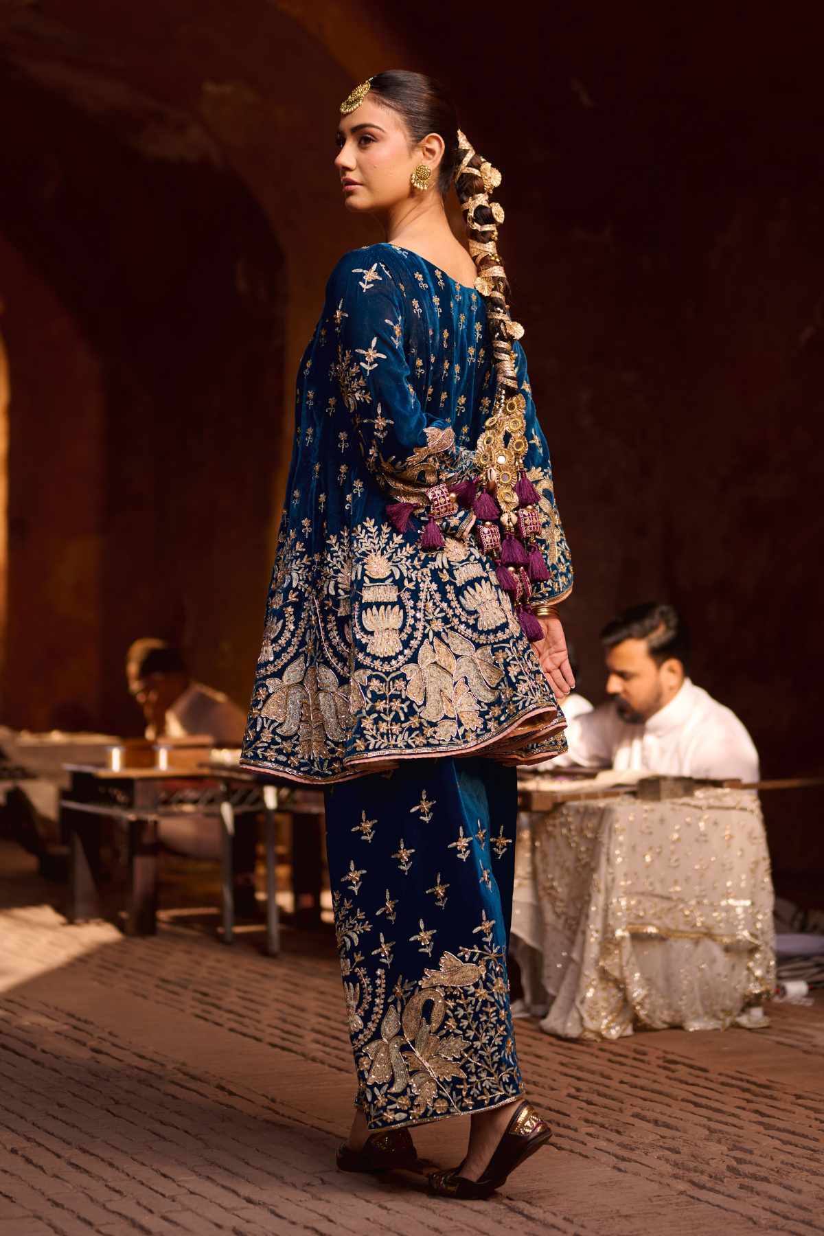 PEACOCK BLUE SHORT ANARKALI