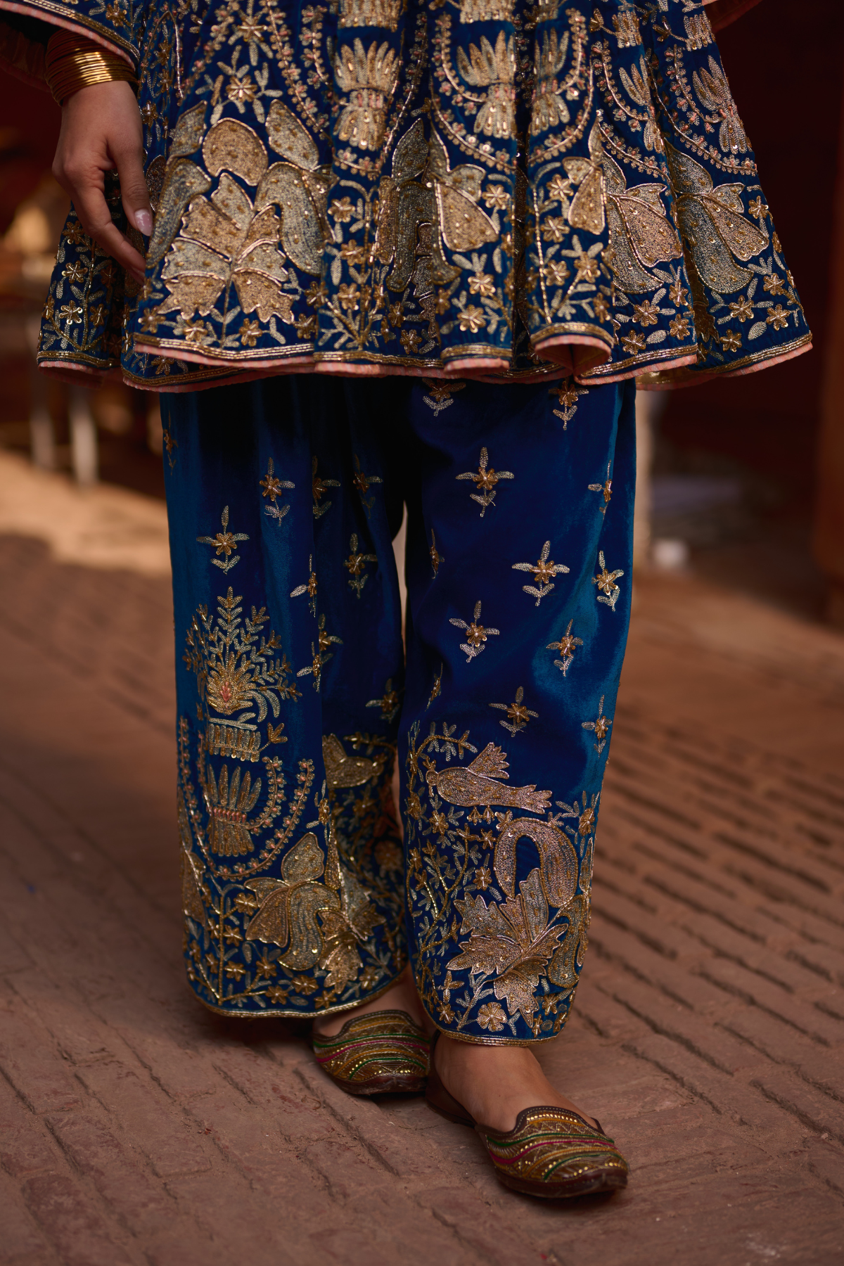 PEACOCK BLUE SHORT ANARKALI