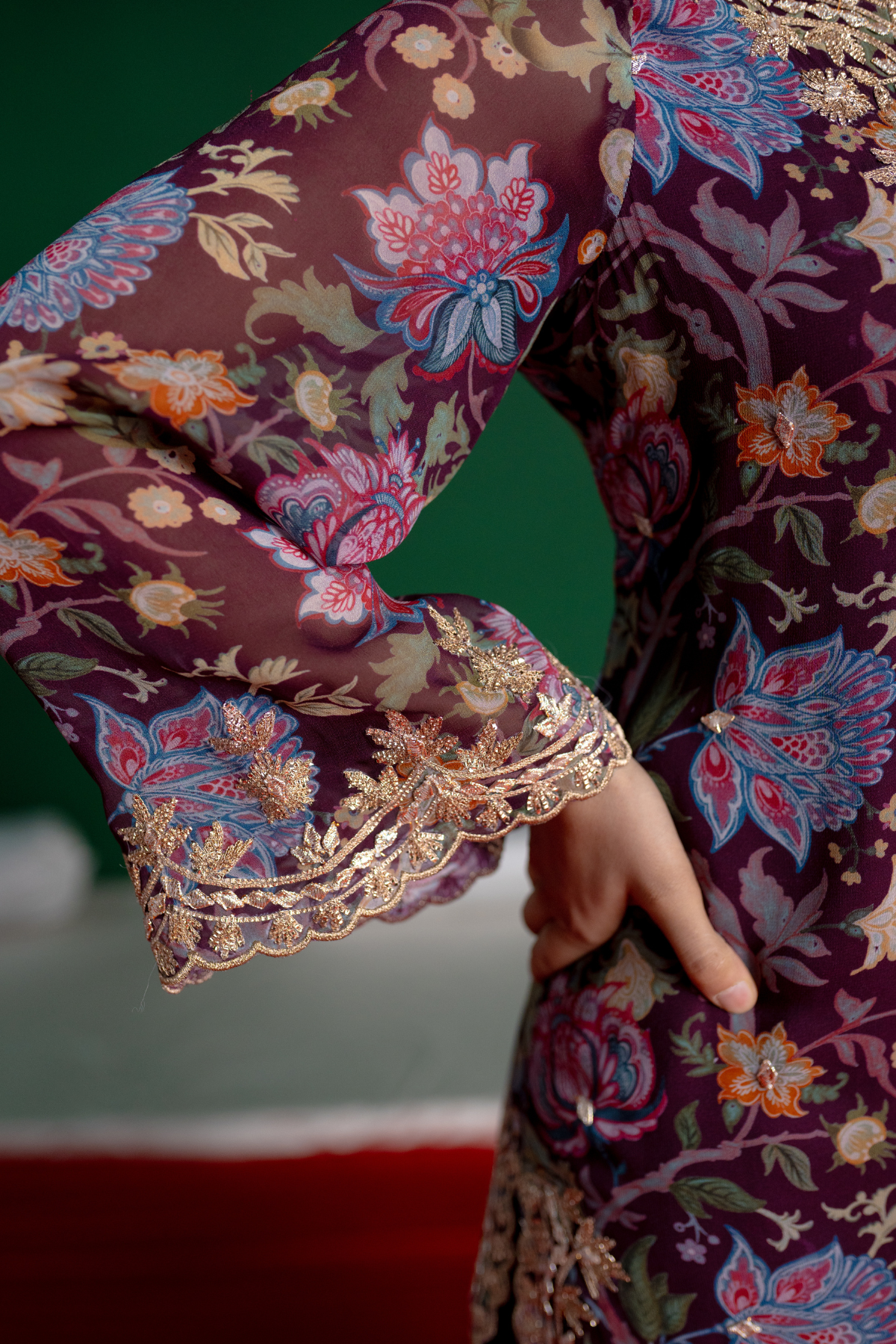 Plum Printed Sharara Set