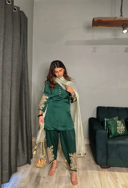 Aari Embroidered Satin Suit