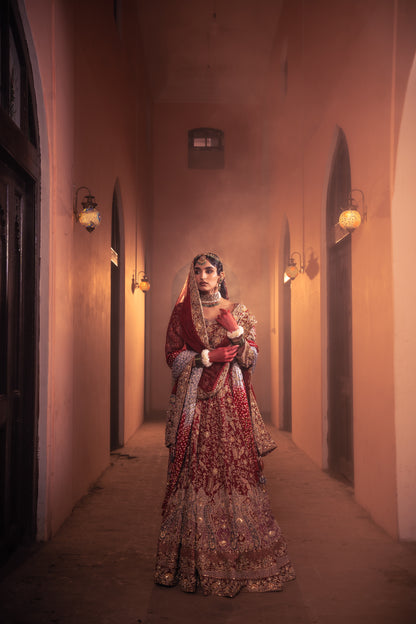 Sahiba - Deep Red Lehenga