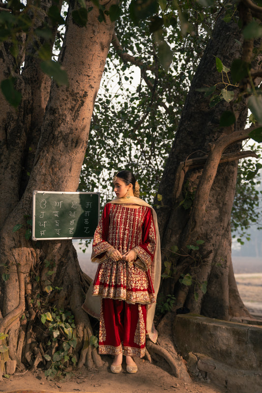 Sassi - Maroon Anarkali with Salwar