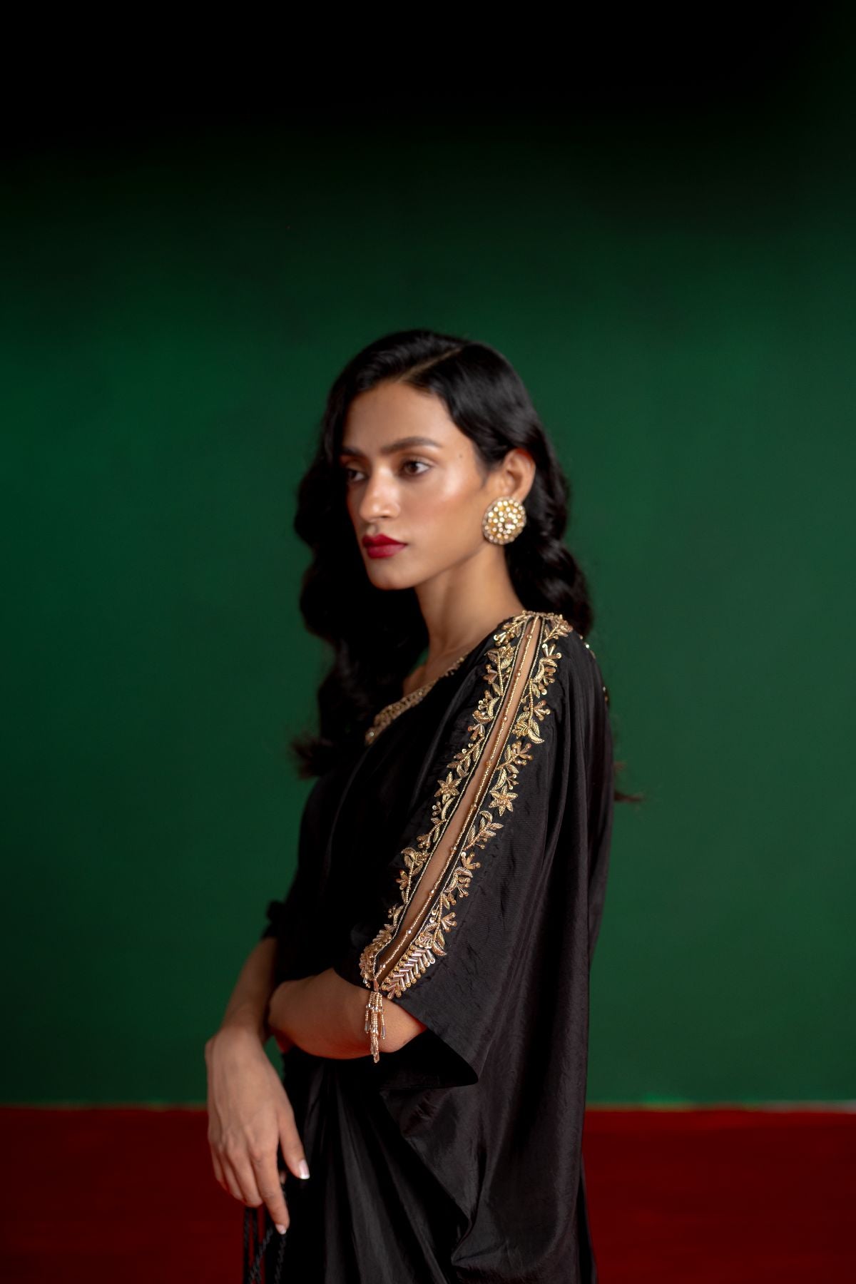 Black Hand Embroidered Kaftan