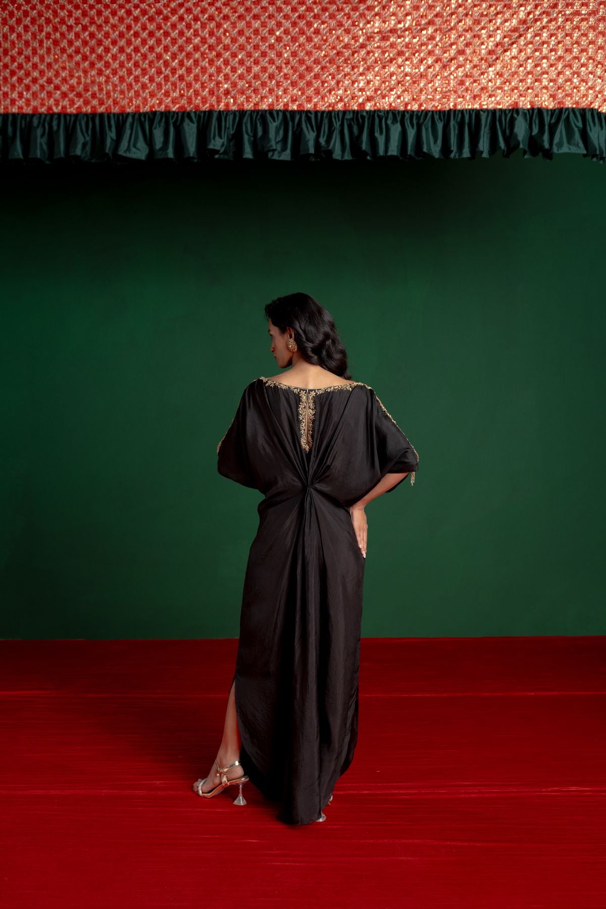 Black Hand Embroidered Kaftan