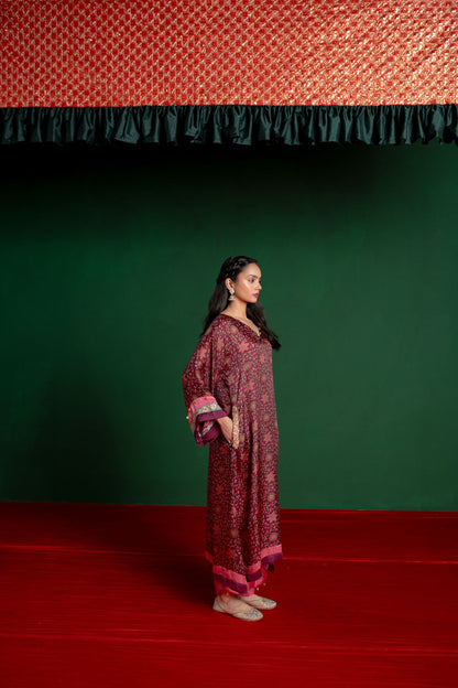 Burgundy Printed Kurta Set