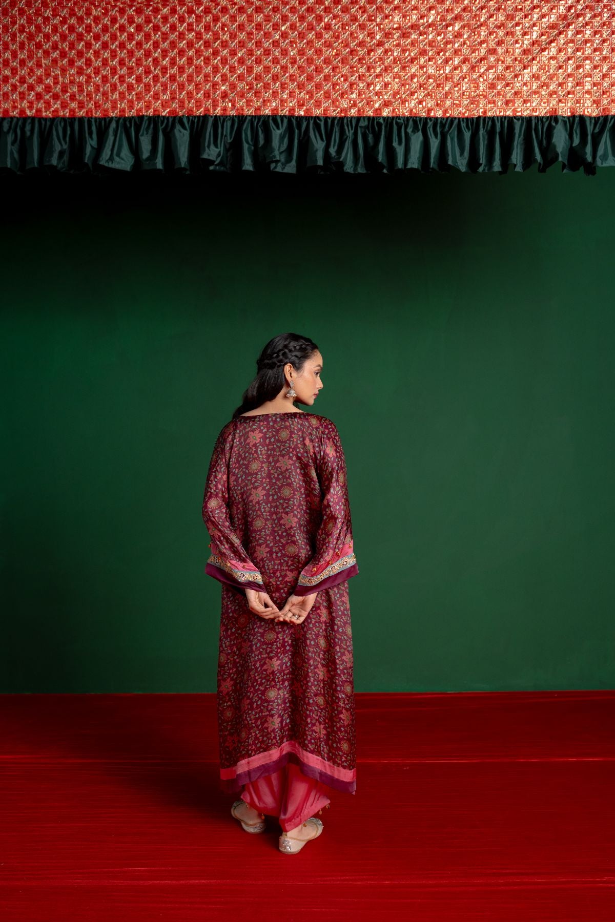 Burgundy Printed Kurta Set