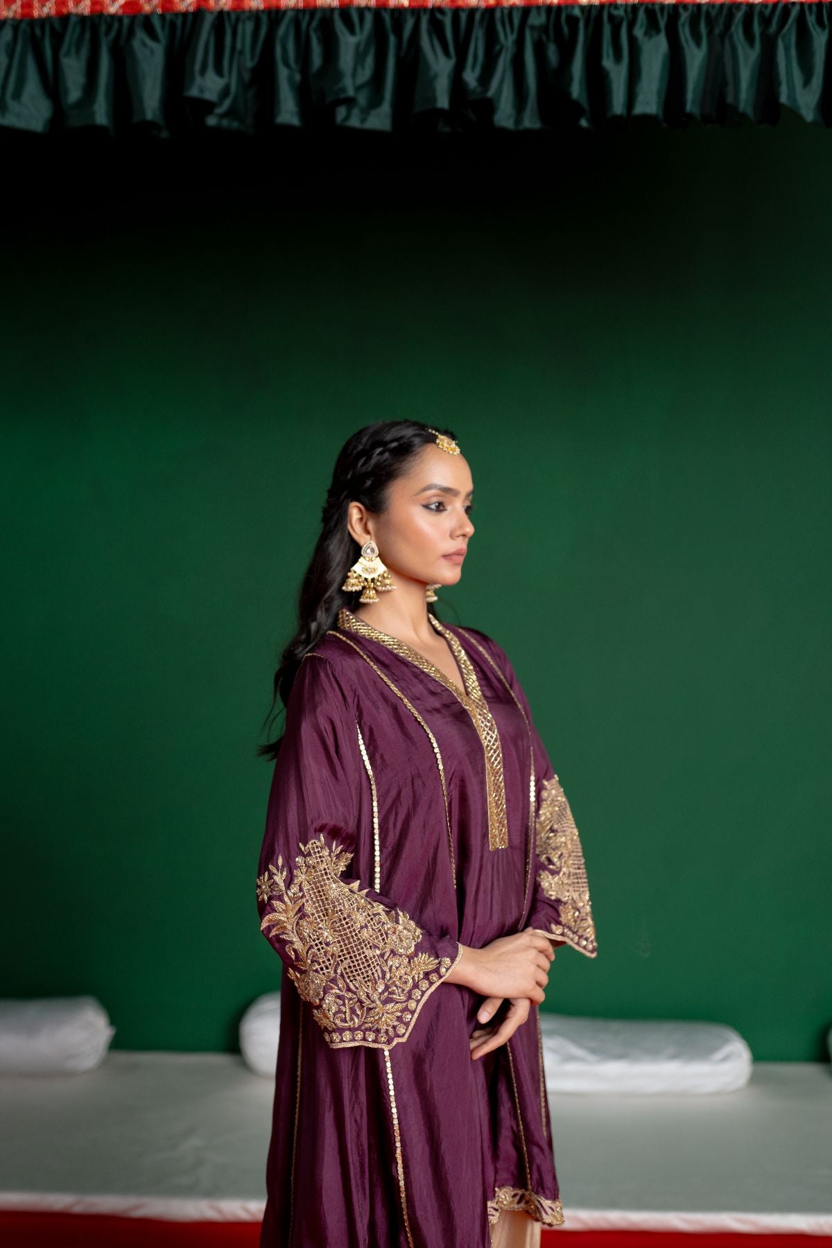 Plum Kali Kurta Set