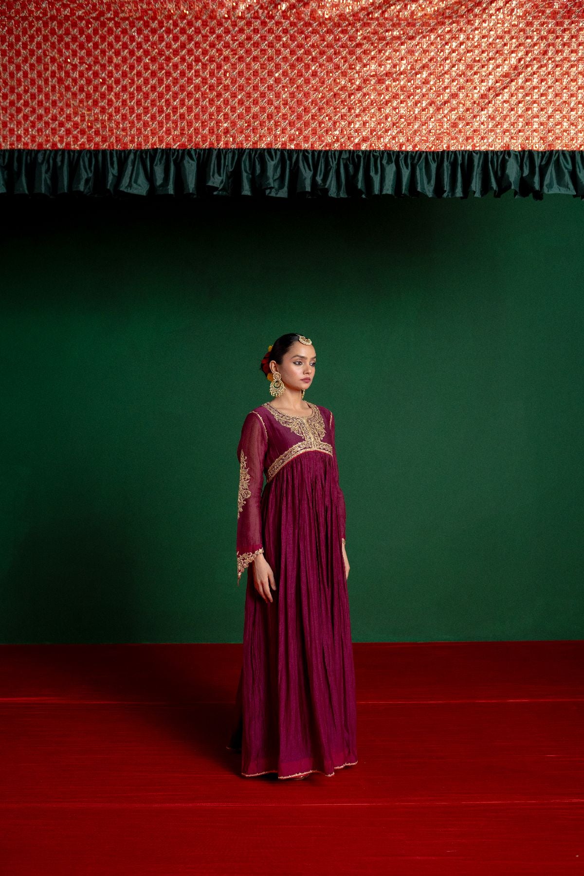 Wine Kalidar Anarkali Set