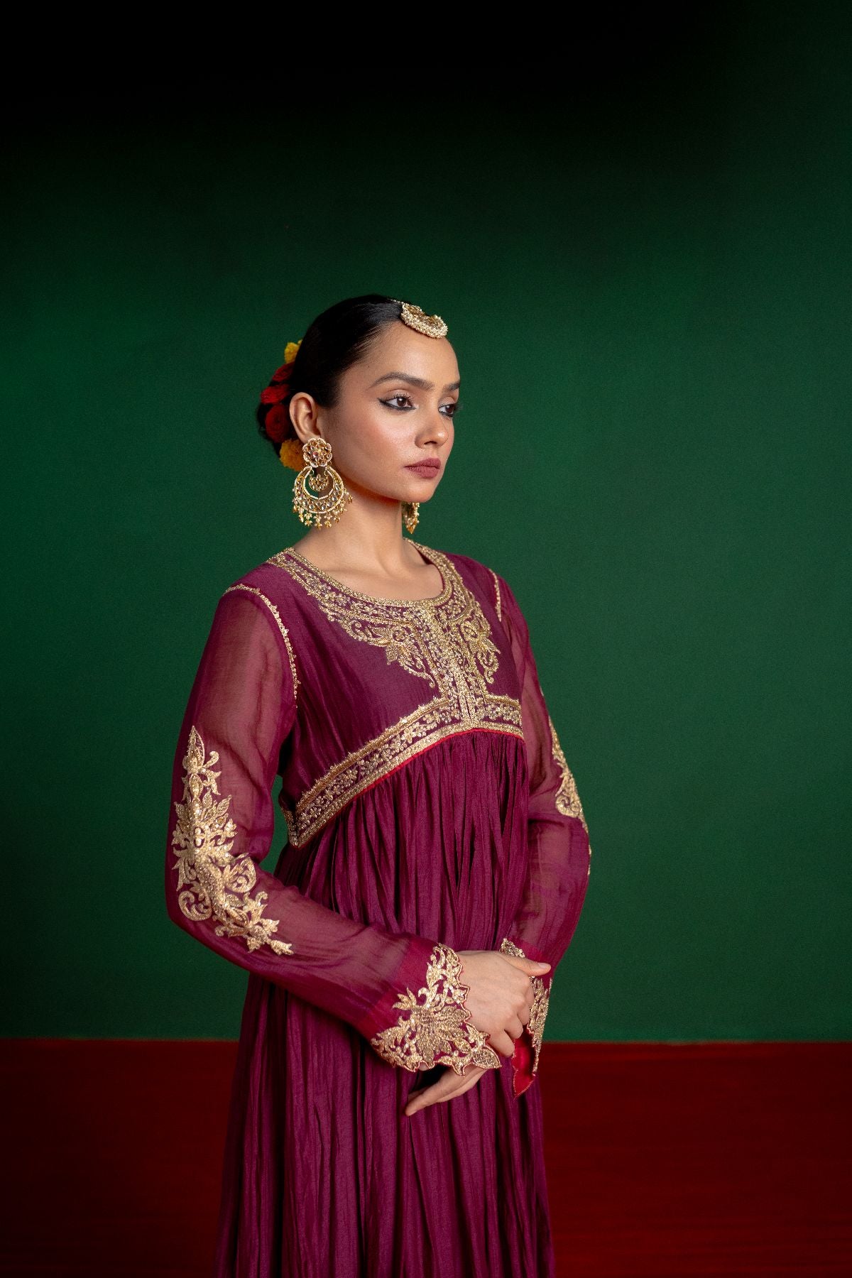 Wine Kalidar Anarkali Set