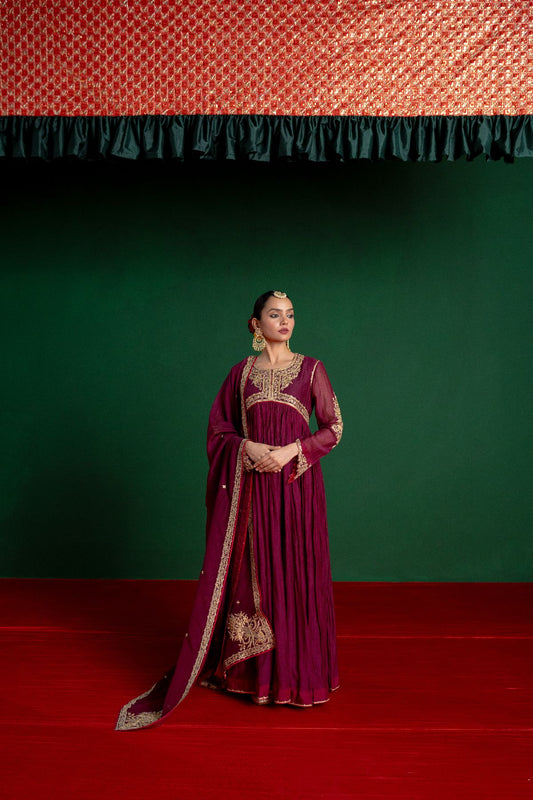 Wine Kalidar Anarkali Sets