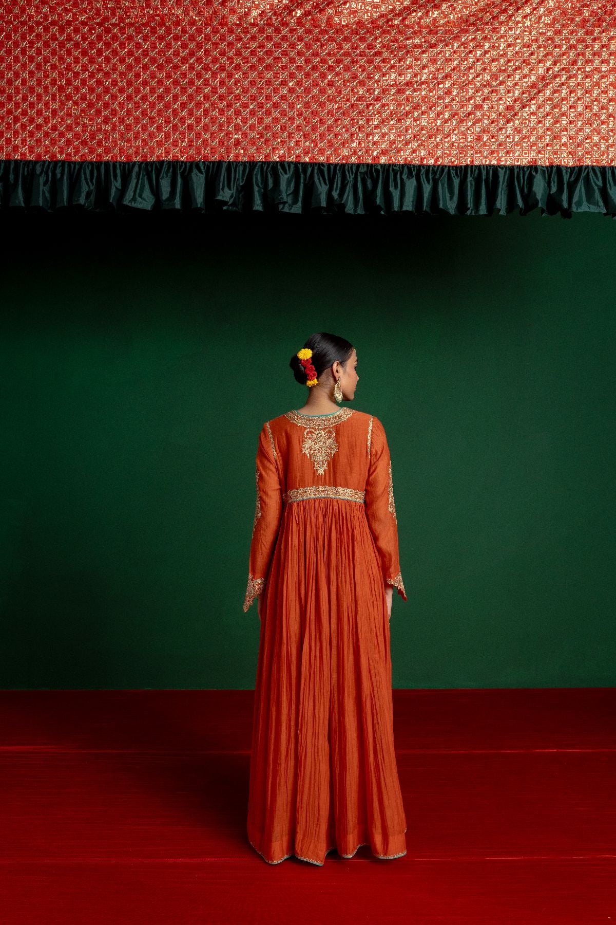 Orange Kalidar Anarkali Set