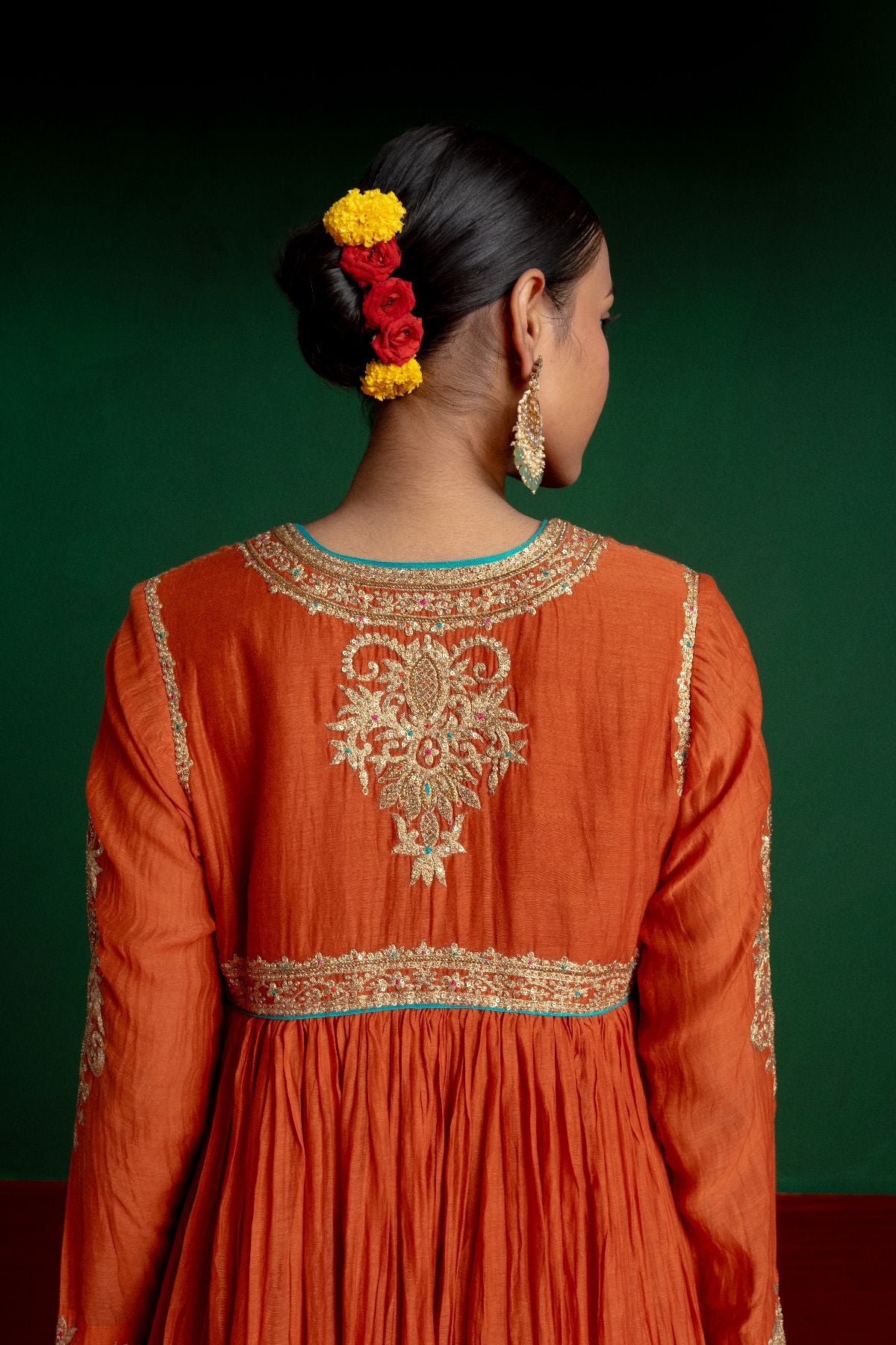 Orange Kalidar Anarkali Set