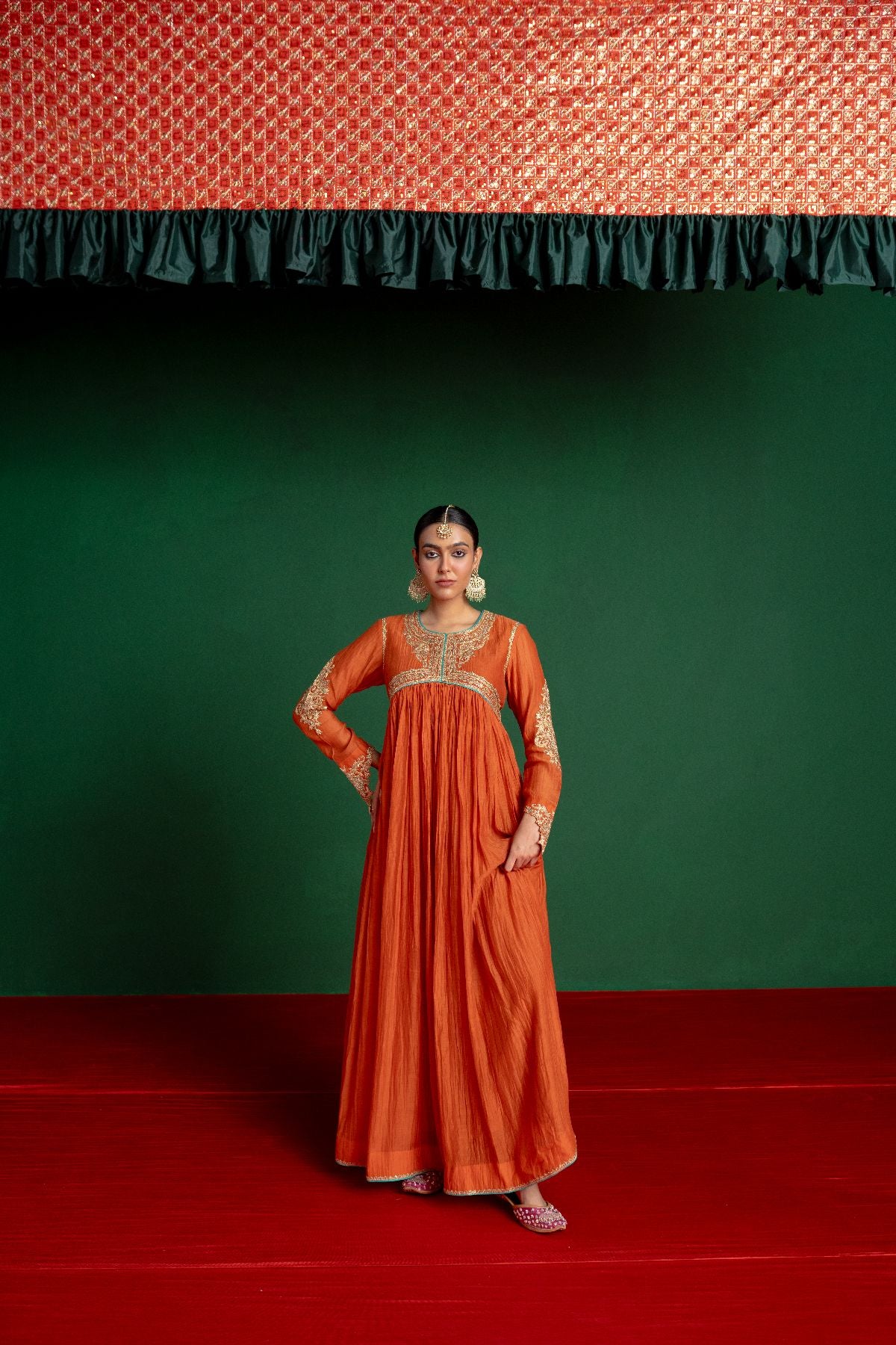 Orange Kalidar Anarkali Set